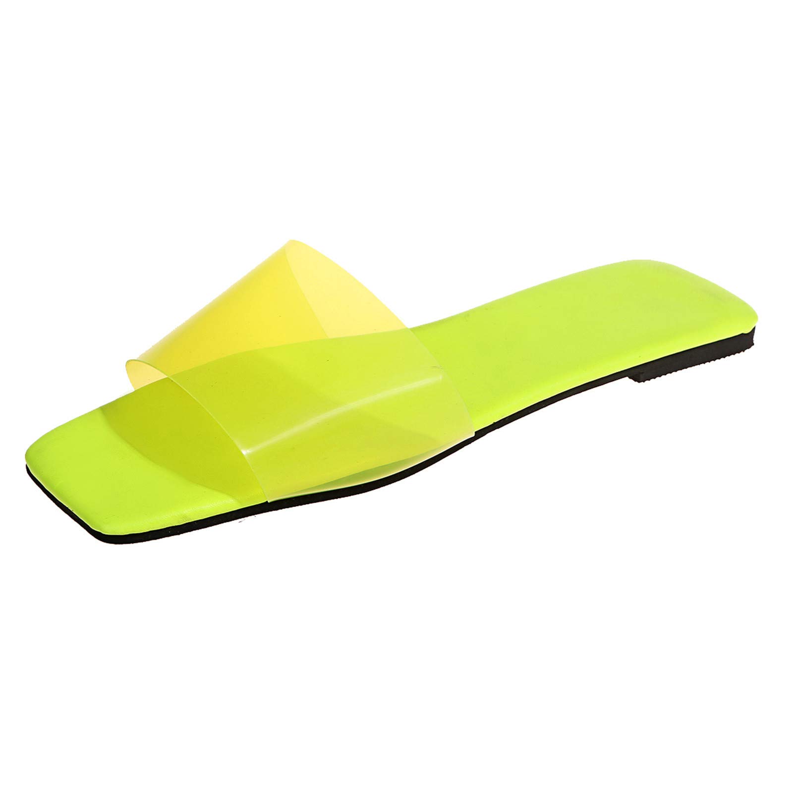 JINFE ATRISE Women's Casual Slippers - Breathable Flat Transparent Square Sandals for Indoor, Outdoor, Home & Beach Wear - Comfortable House Shoes for Relaxation, Lounging and Summer Vacation