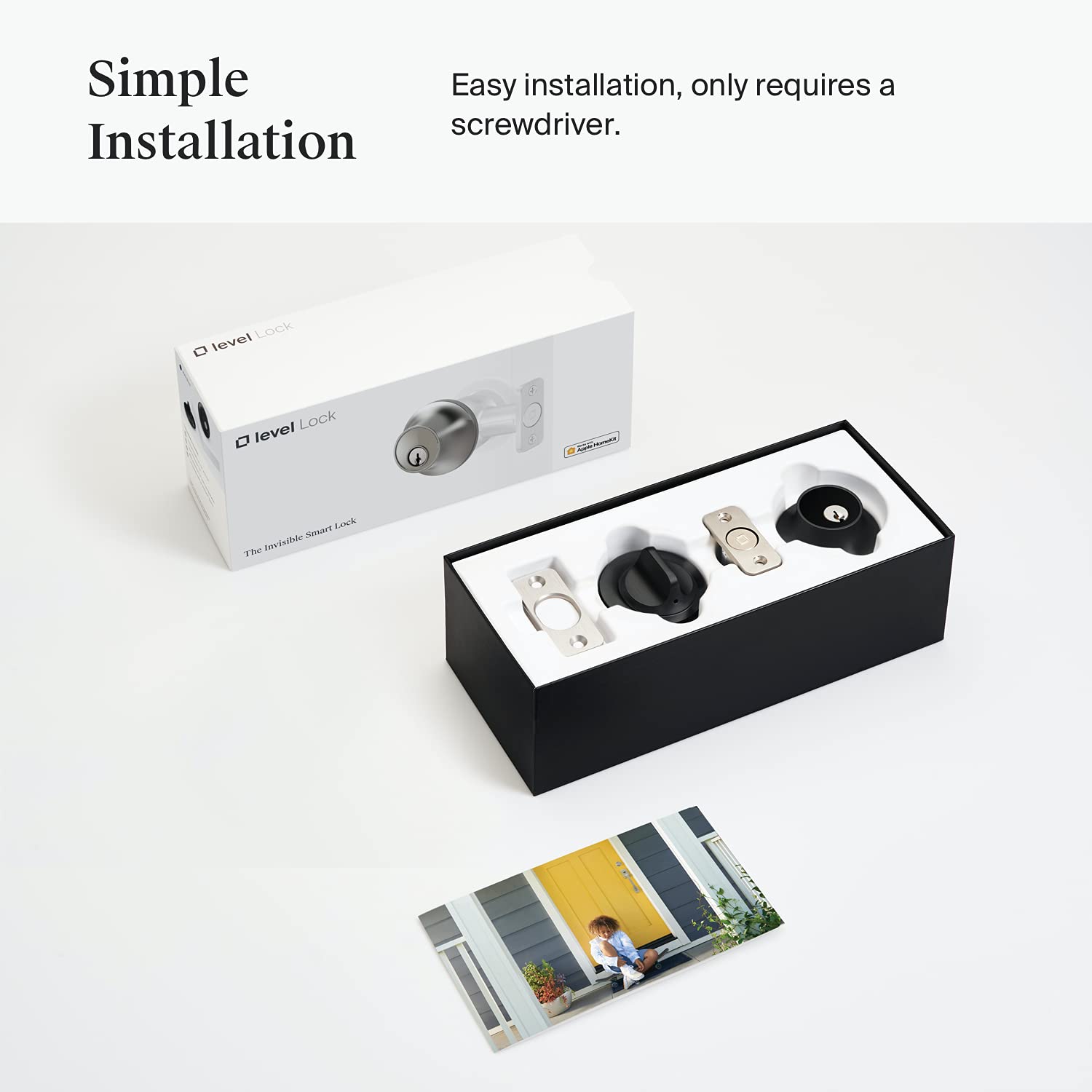 Level Lock Smart Lock - World's Smallest Smart Lock for Home Security - iOS & Android App Control - Apple HomeKit Compatible (Matte Black) - Perfect for Smart Homes, Apartments & Vacation Rentals
