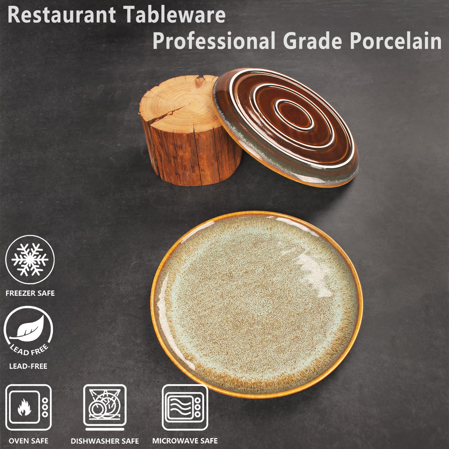Premium 10-Inch Round Ceramic Dinner Plates Set of 4 - Microwave & Dishwasher Safe, Scratch-Resistant Porcelain Dishware for Everyday Meals, Parties & Entertaining - Elegant Kitchen Serving Dishes for Lunch, Dinner & Snacks