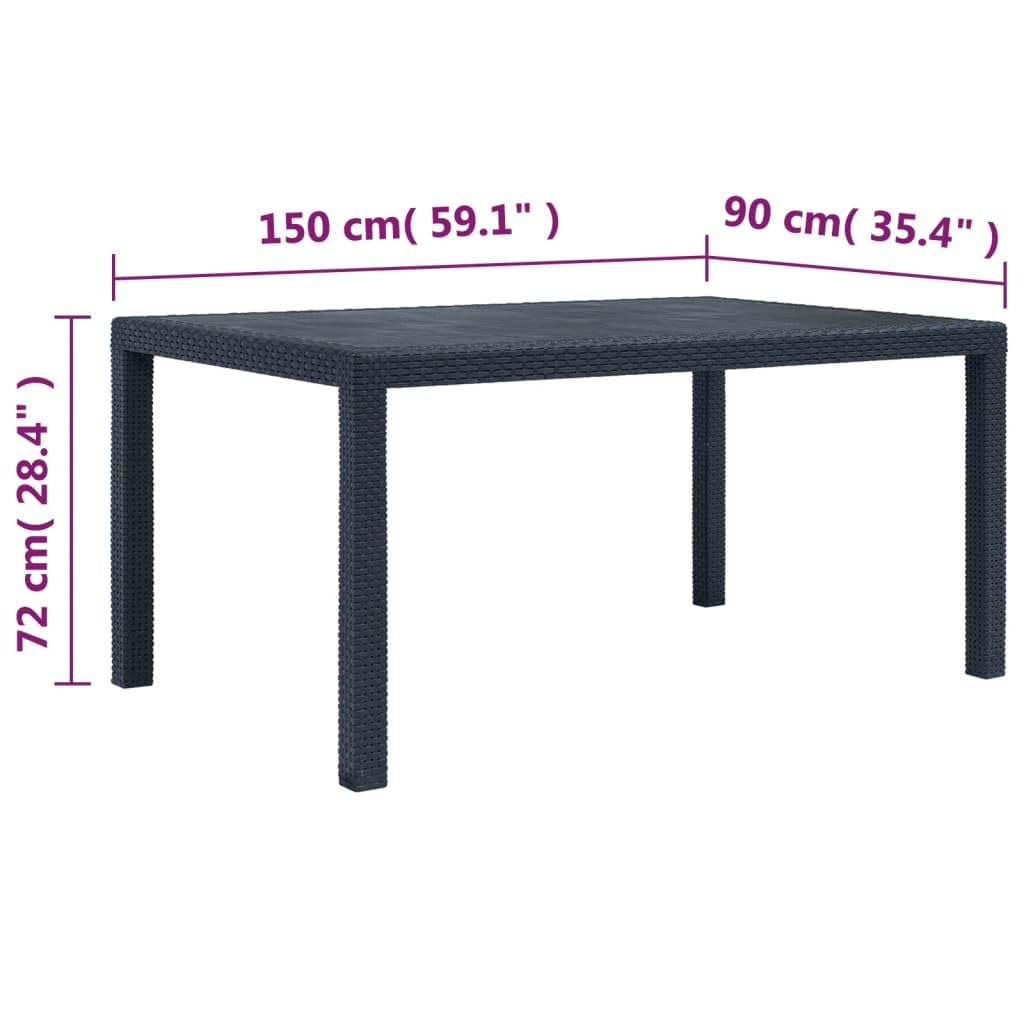vidaXL Anthracite Patio Table with Rattan Look Design | Durable & Weather Resistant Outdoor Dining Table | Lightweight for Garden, Patio, Campsite or Poolside | Perfect for BBQ, Picnics & Outdoor Entertaining | 59