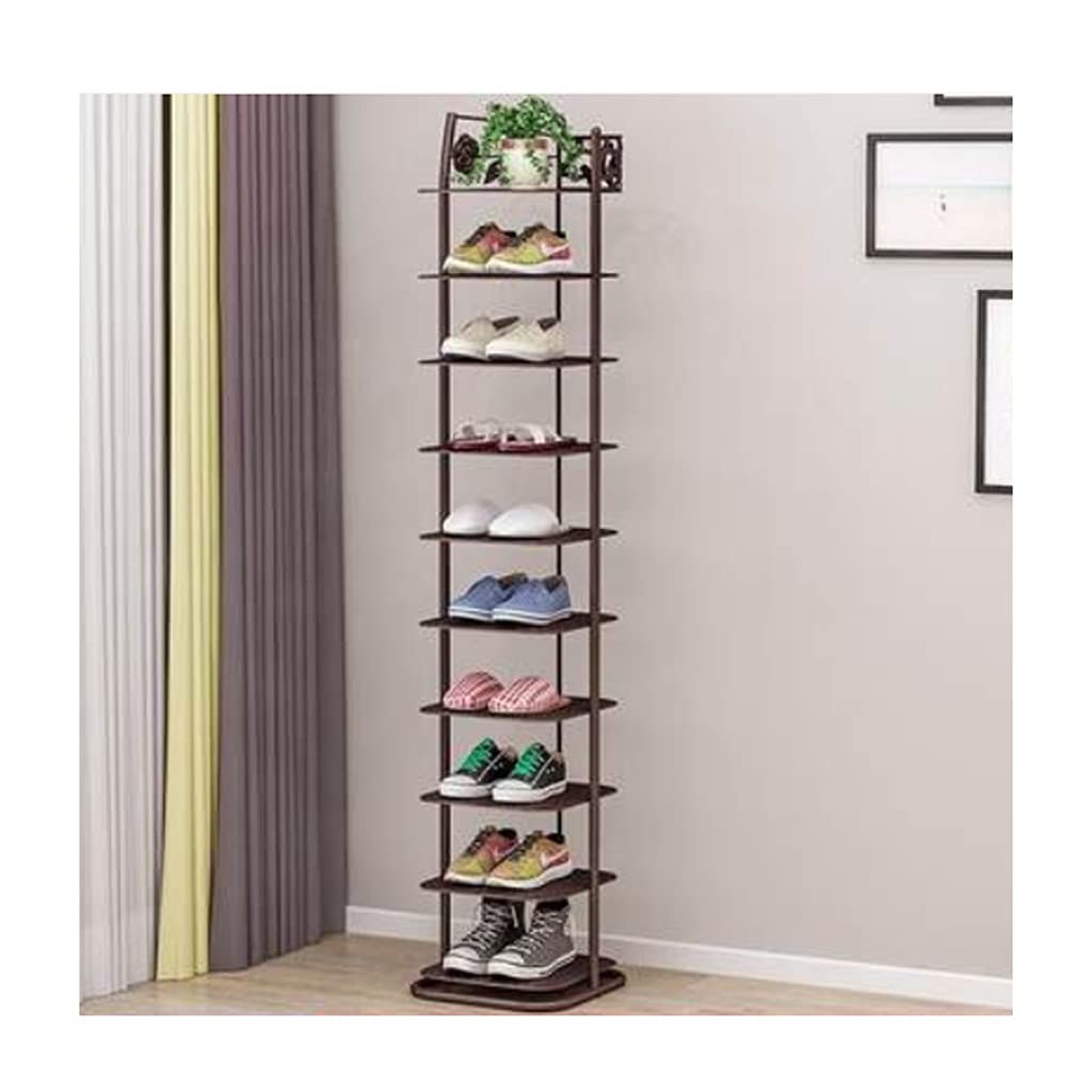 10-Tier Shoe Rack Organizer - Space Saving Vertical Shoe Storage for Single & Double Shoes - Sturdy Iron Metal Shoe Stand for Home, Closet, Entryway (Bronze) - Perfect for Small Spaces & Apartment Living