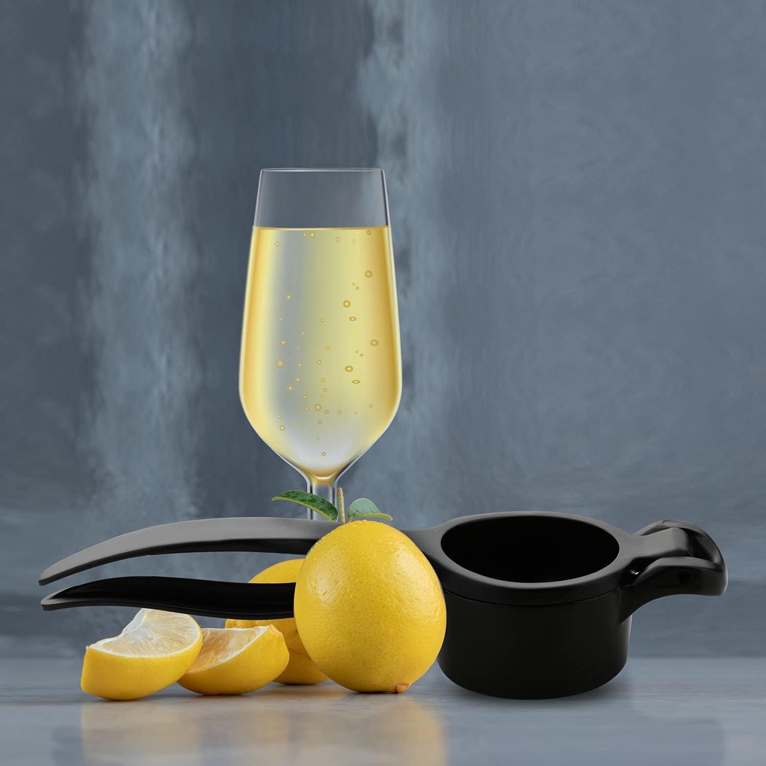 Premium Aluminum Lemon Squeezer - Manual Citrus Juicer for Lime, Orange & Lemon - Durable Kitchen Tool for Fresh Juice, Cocktails & Cooking (Black)