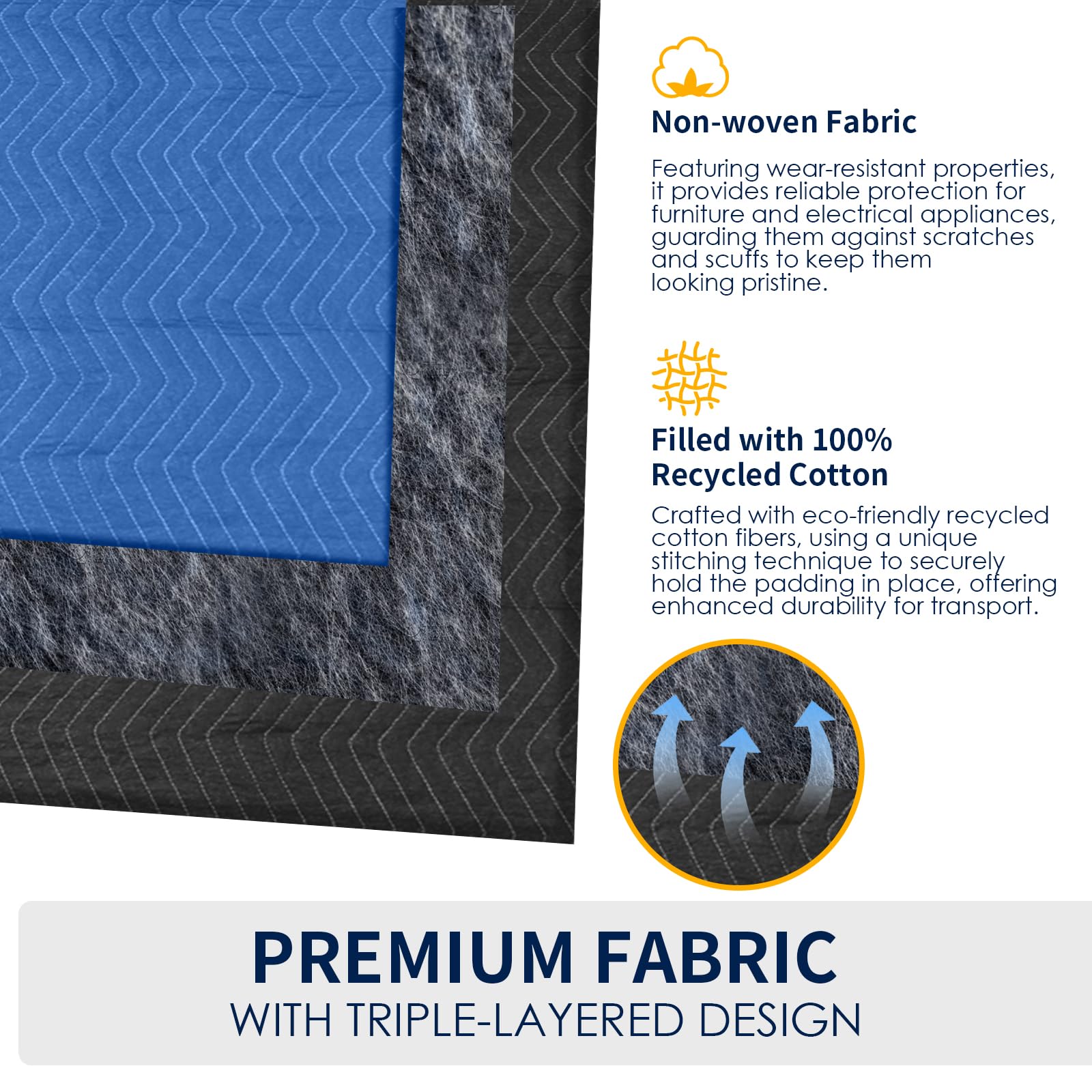 12 Pack Heavy Duty Moving Blankets for Furniture - 80