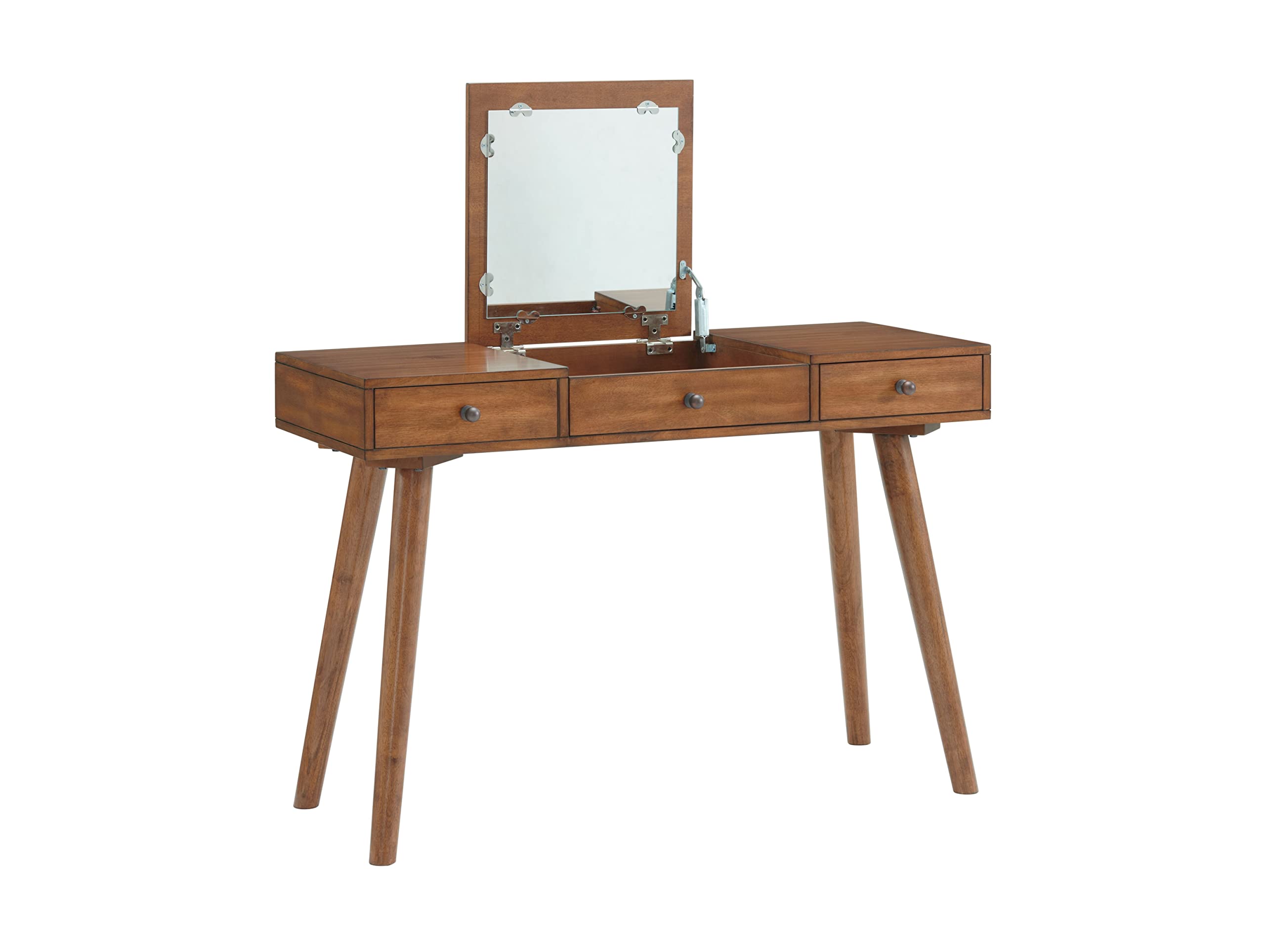 Martin Svensson Home Mid-Century Modern Vanity Desk with Cinnamon Finish - Perfect for Bedroom, Dressing Room & Home Office Makeup Station
