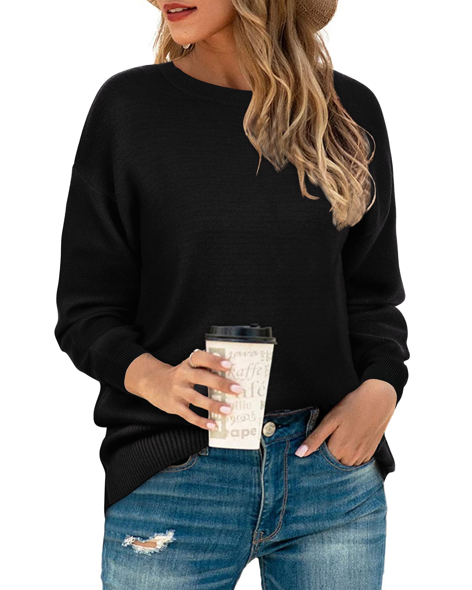 LAISHEN Women's Loose Knit Pullover Sweater - Long Sleeve Crewneck Casual Top for Fall 2025 | Cozy Autumn Outfit for Work, Date Night & Weekend Wear
