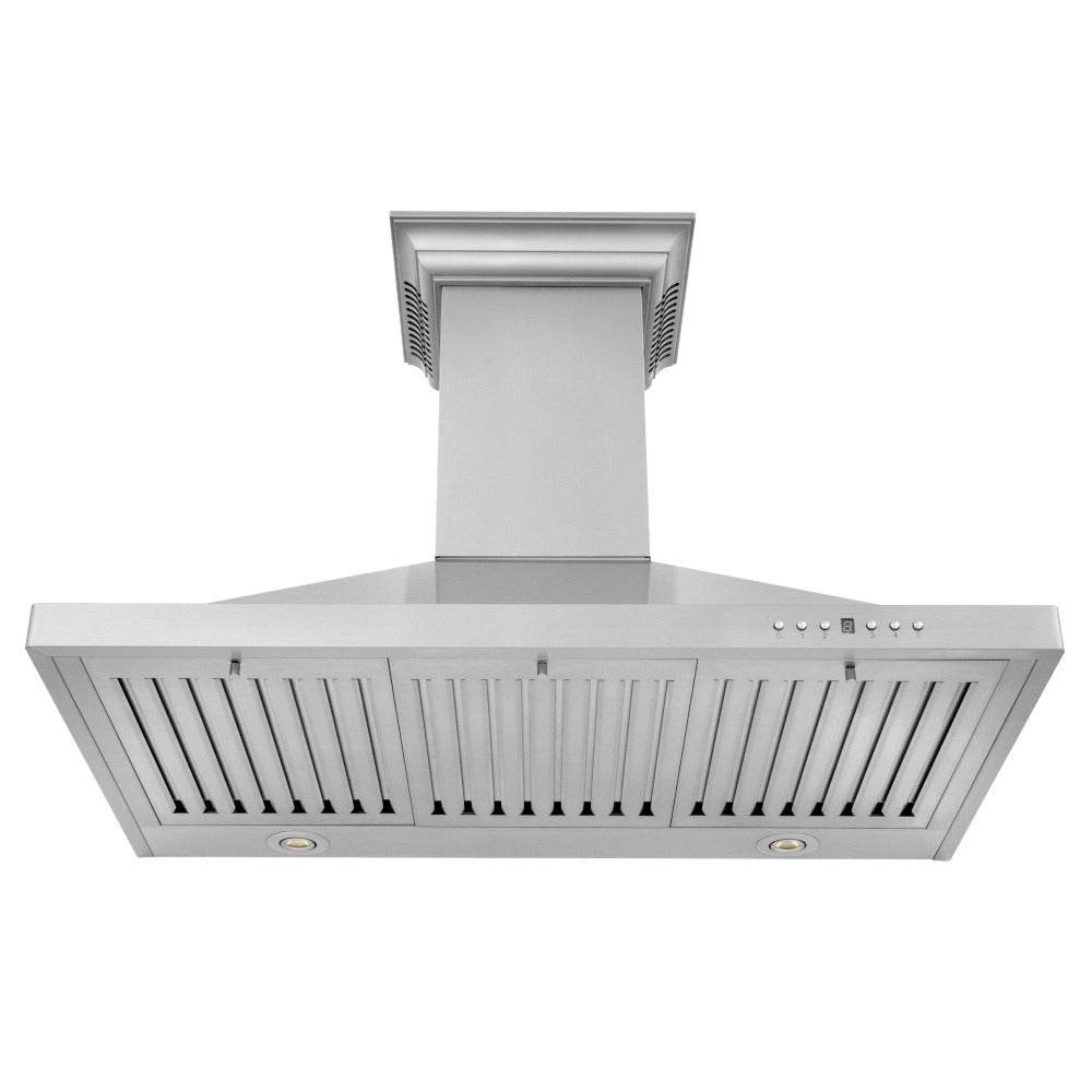 ZLINE Stainless Steel Ducted Vent Wall Mount Range Hood with Built-in CrownSound Bluetooth Speakers (KBCRN BT) - Perfect for Modern Kitchens & Open-Concept Living Spaces