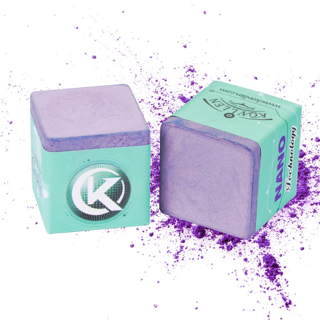 KONLLEN Professional Nano Technology Pool Cue Chalk - Tournament Grade Billiard Chalk for Reduced Miscues & Low Deflection | Durable Performance for Competitive Play & Home Pool Tables