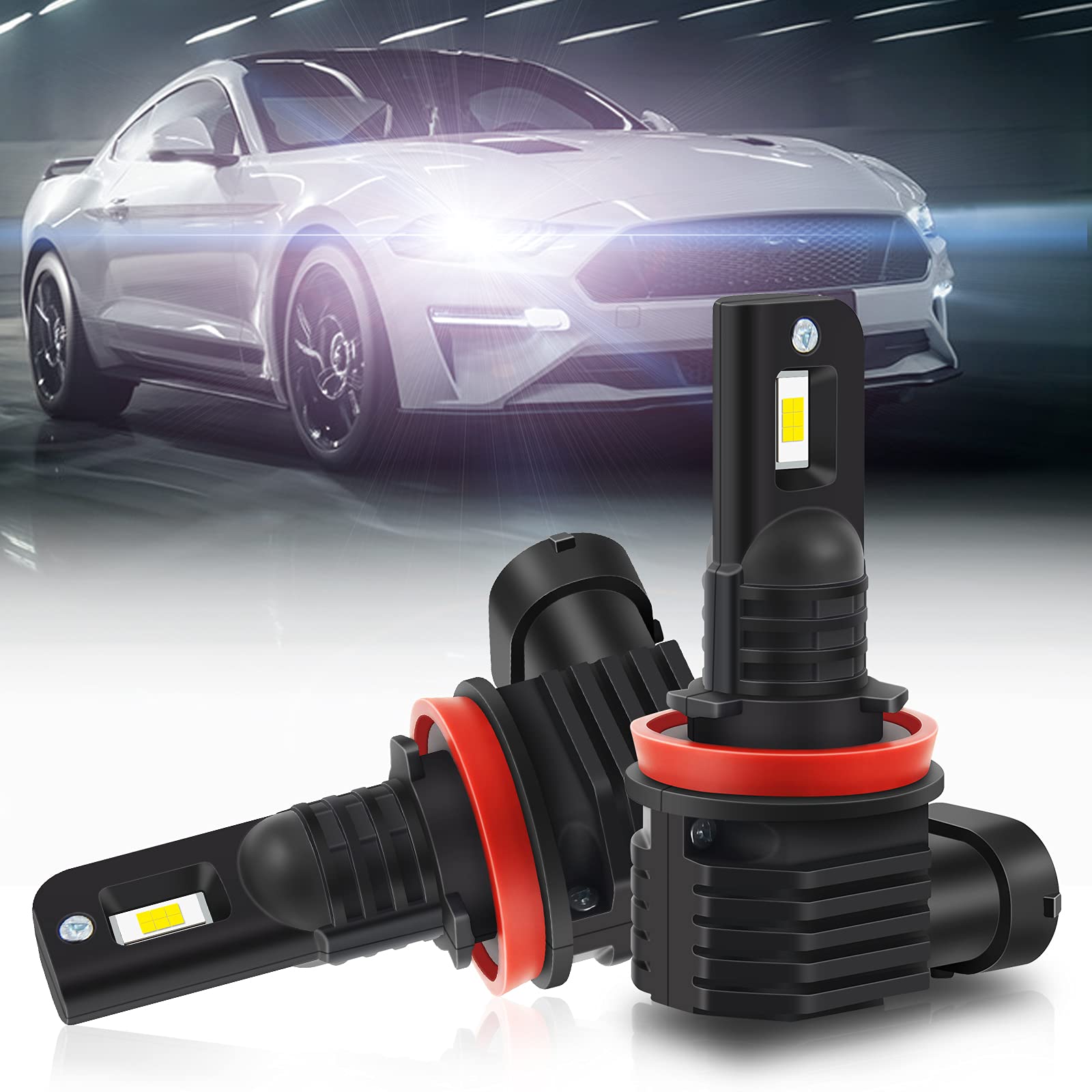H11 LED Bulbs 40W 10000LM 6000K Xenon White - CANBUS Error Free Plug & Play Headlight Conversion Kit for H8 H9 Fog Lights - Fanless All-in-One Design - 2 Pack (V9 H11) - Perfect for Night Driving & Off-Road Adventures