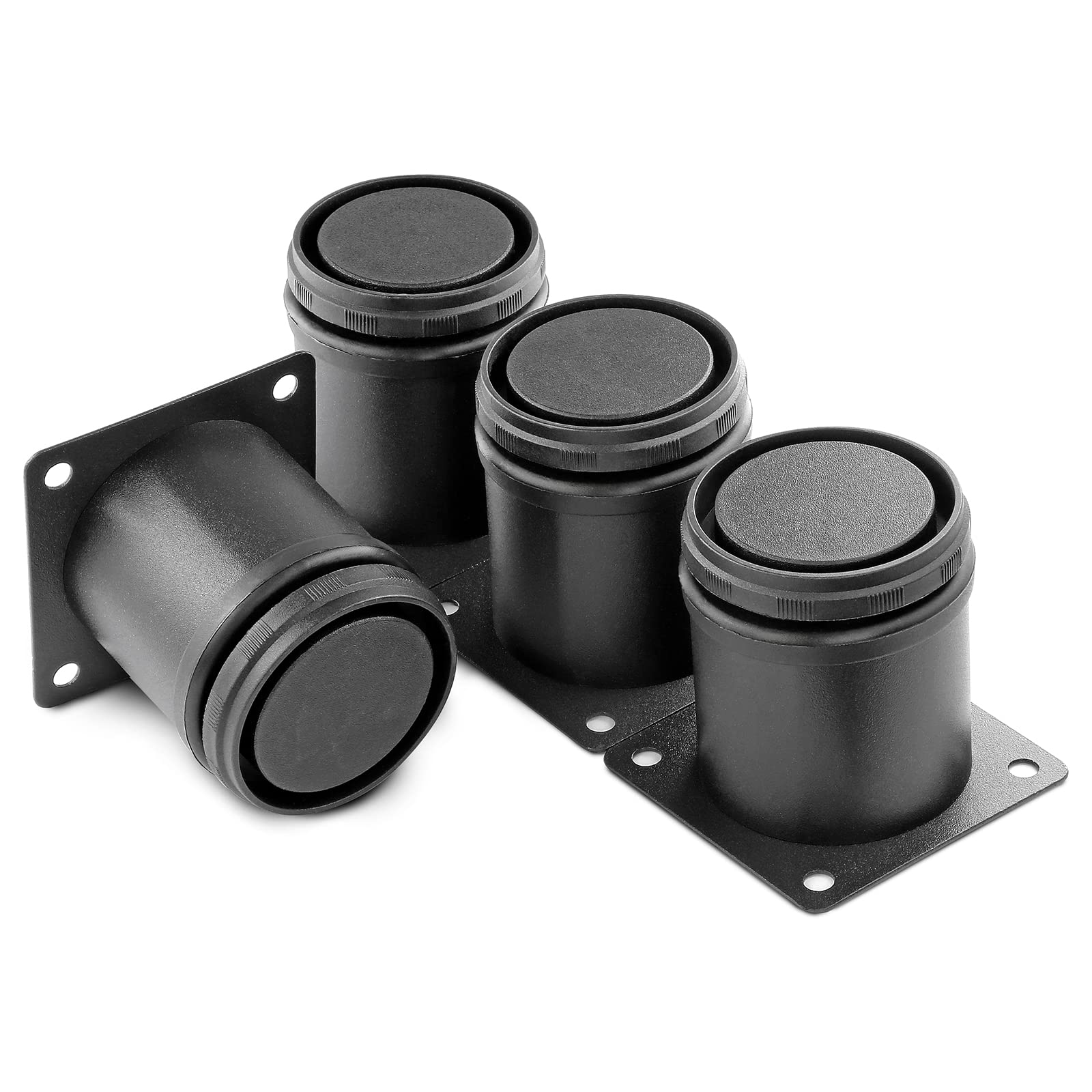2.5 Inch Adjustable Stainless Steel Metal Furniture Legs - Round Black Cabinet Legs for Coffee Table, Desk, Sofa & Shelves (Pack of 4) - Perfect for Modern Home & Office Furniture Upgrades