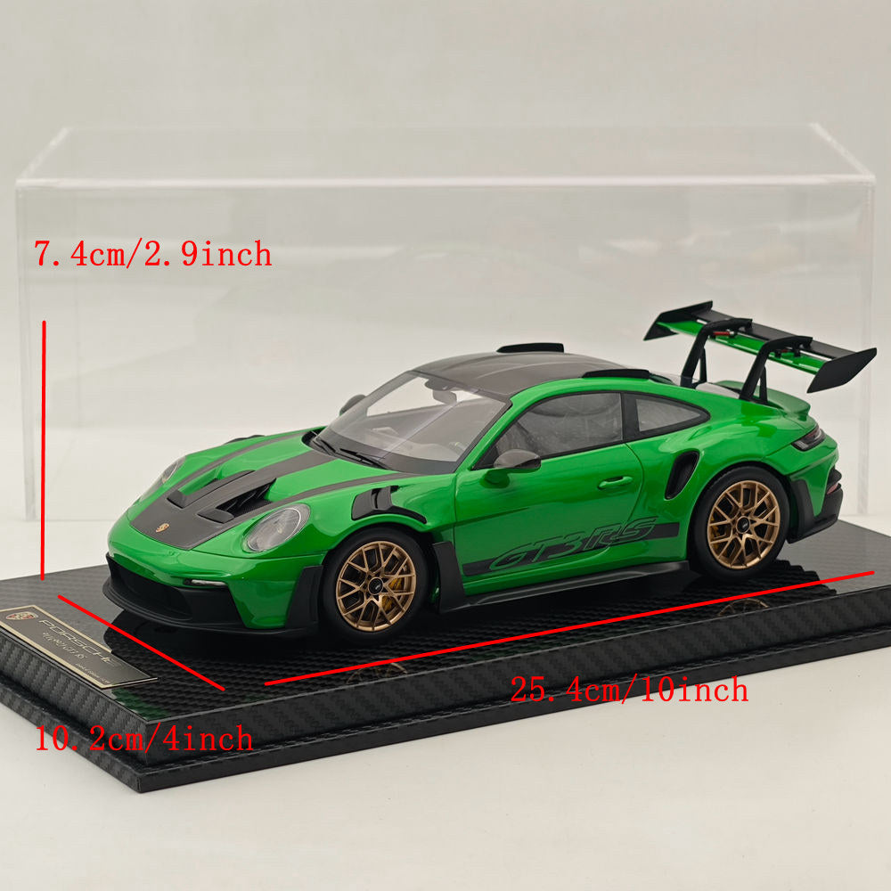 1/18 Scale Porsche 992 GT3 RS Green Resin Die-Cast Model Car - High Quality Collectible Sports Car for Display, Gift, and Racing Enthusiasts