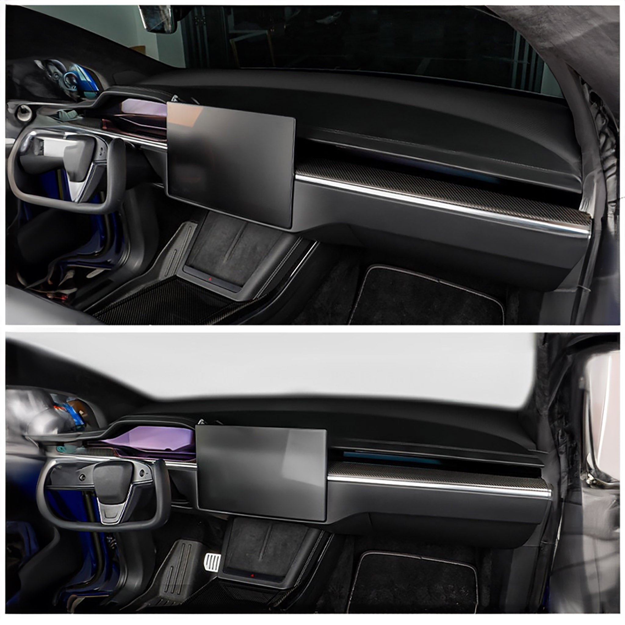 Premium Carbon Fiber Dashboard & Door Trim Kit for 2021-2023 Tesla Model S & Model X - YESLAK Interior Upgrade | Enhance Luxury & Sporty Look for Your Electric Vehicle