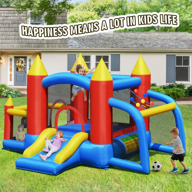 Inflatable Bounce House with Slide for Kids - 740W Blower Included | Outdoor Water Play, Birthday Parties, Backyard Fun, Summer Activities