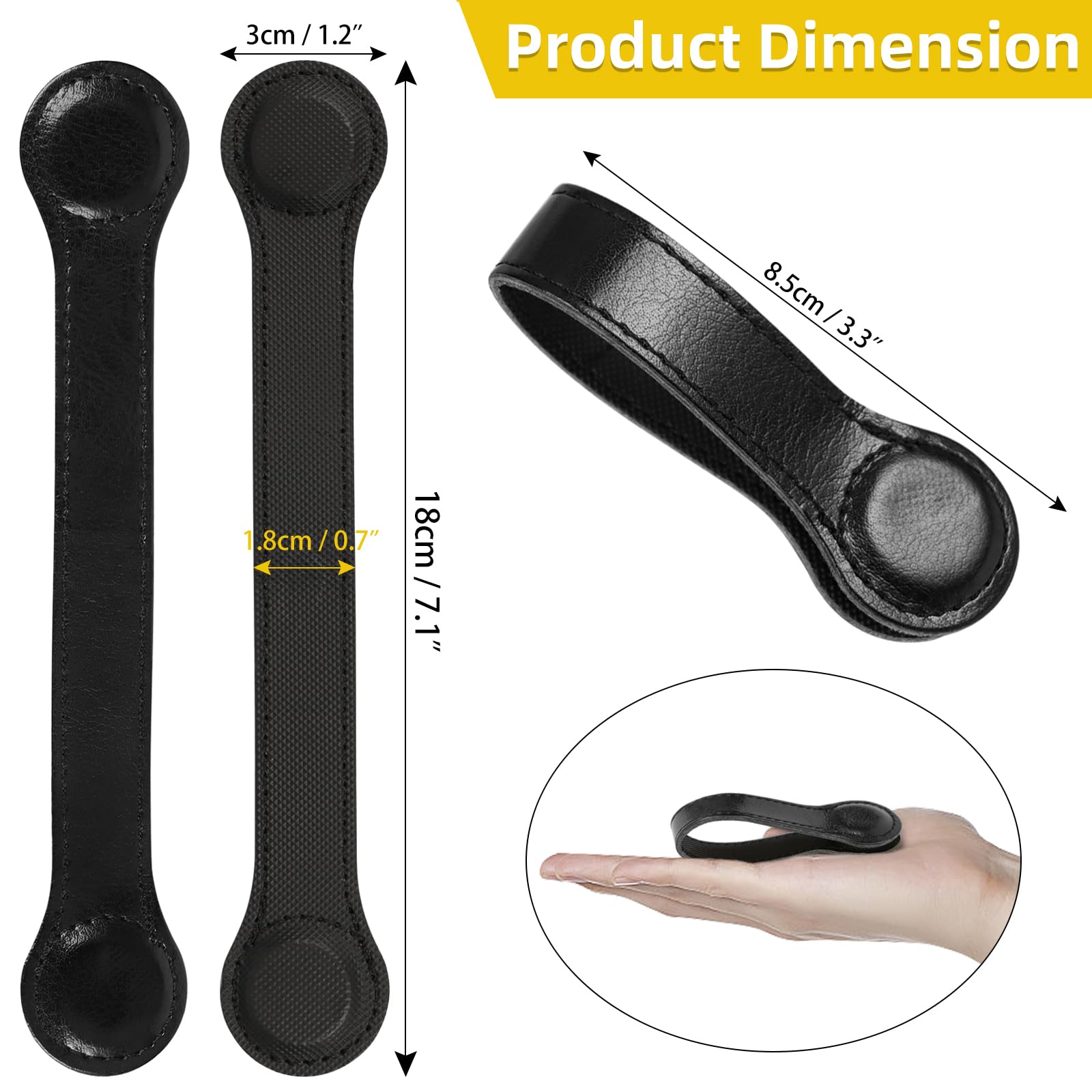 3 Pack Magnetic Leather Kitchen Towel Clips - Strong Multi-Purpose Hanging Hooks for Oven Handles, Rods & Racks - Perfect for Bathroom Hand Towels, Dish Towels & Kitchen Linens (Black) - Ideal for Home, RV & Camper Organization