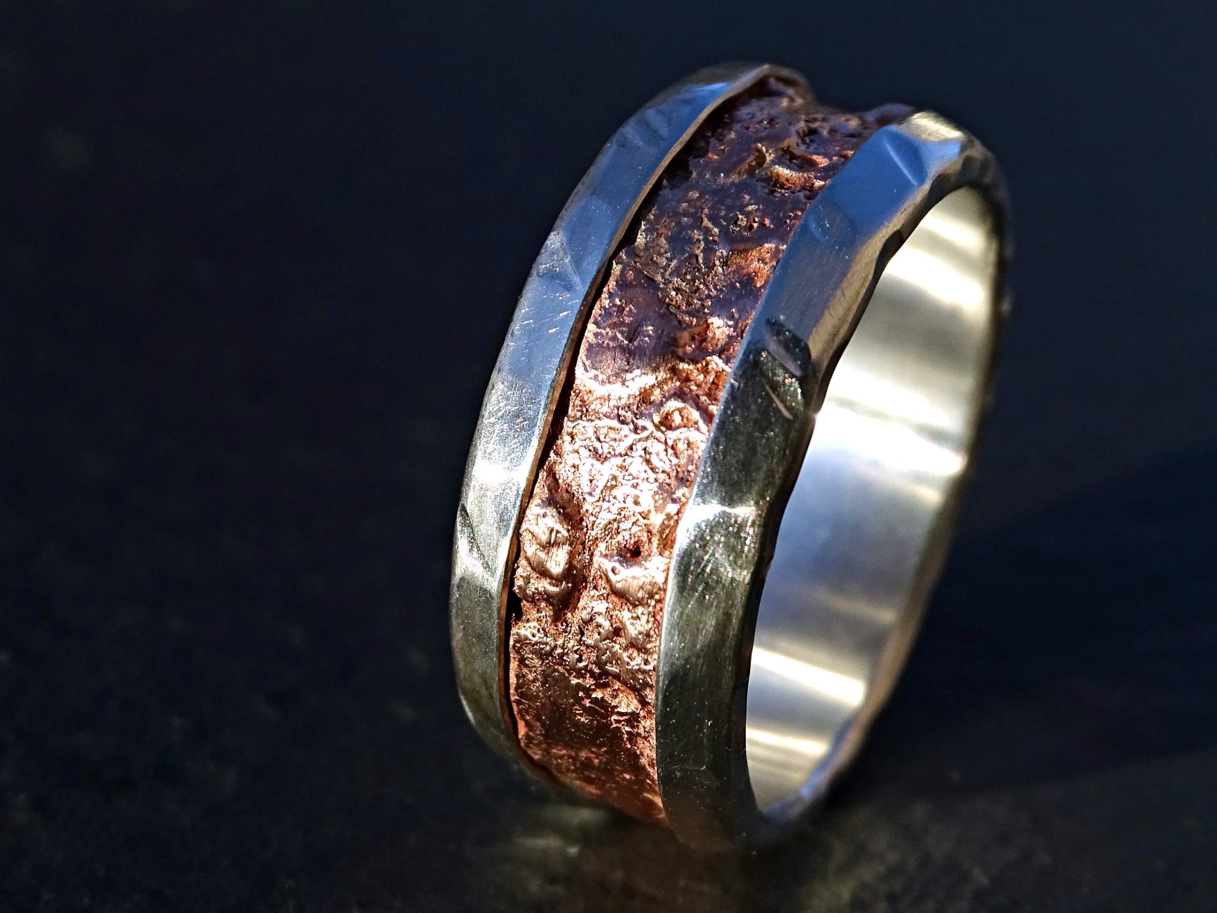 Unique Mixed Metal Ring for Men - Cool Copper & Silver Wedding Band, Rugged Engagement Ring, Anniversary Gift for Him, Perfect for Everyday Wear & Special Occasions