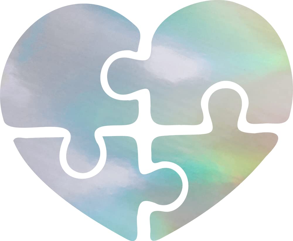 Autism Heart Puzzle Holographic Stickers (Set of 2) - Premium Waterproof Vinyl Decals for Laptop, Phone, Helmet, Car Window, Bumper, Mug, Cup, Door & Wall Decor - Perfect for Autism Awareness, DIY Crafts & Personalizing Your Belongings