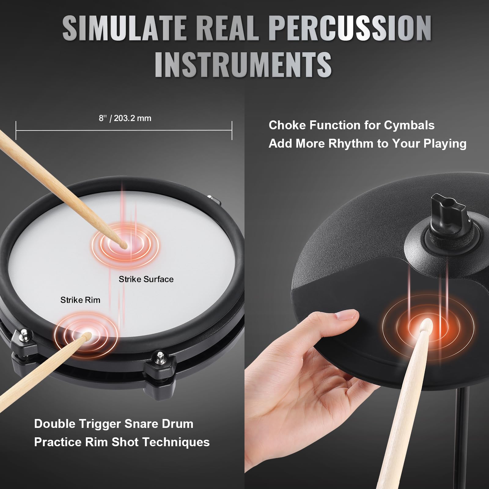 VEVOR Electric Drum Set for Beginners & Adults - 32 Drum Kits, 480 Sounds, USB MIDI Support, 8