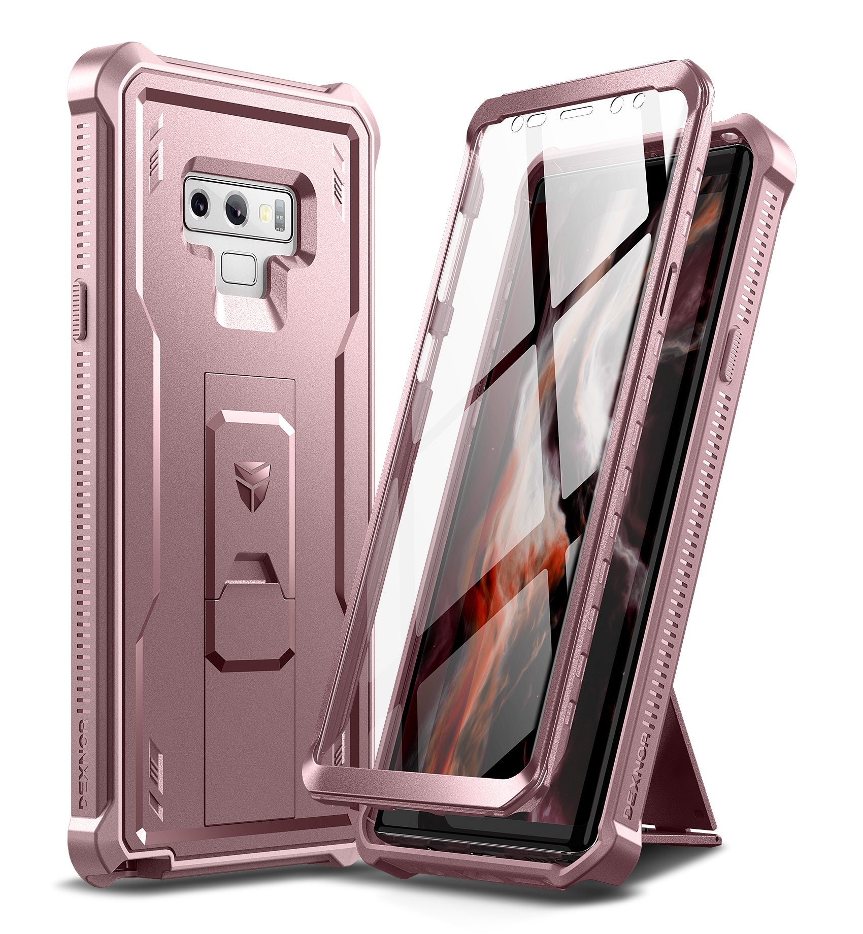 Durable Shockproof Rugged Case for Samsung Galaxy Note 9 with Built-in Kickstand & Screen Protector - Full Body Protection for Outdoor, Work & Daily Use