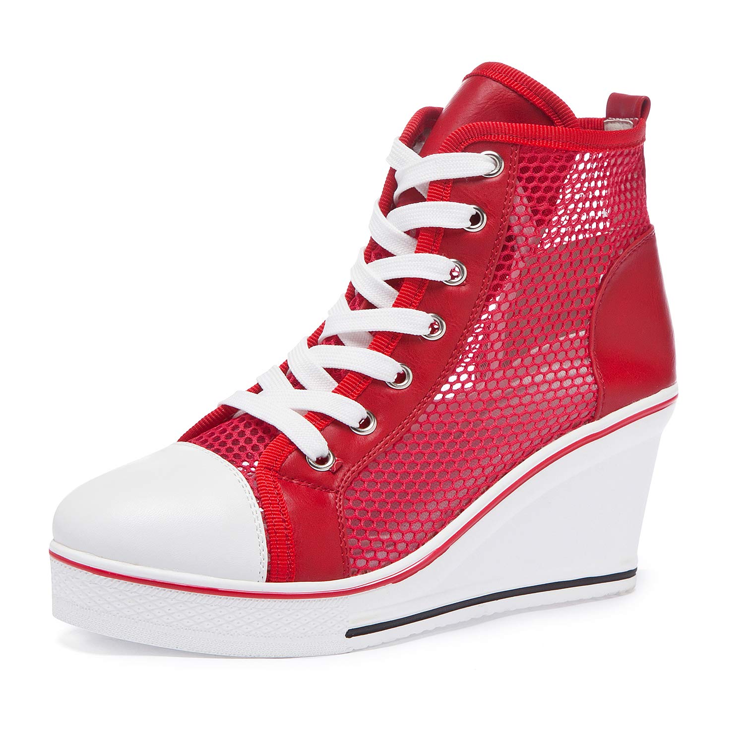 Women's Fashion High-Heeled Canvas Sneakers - Comfortable Walking Shoes with Platform Wedge Heel | Perfect for Casual Outings, Office Wear & Date Nights