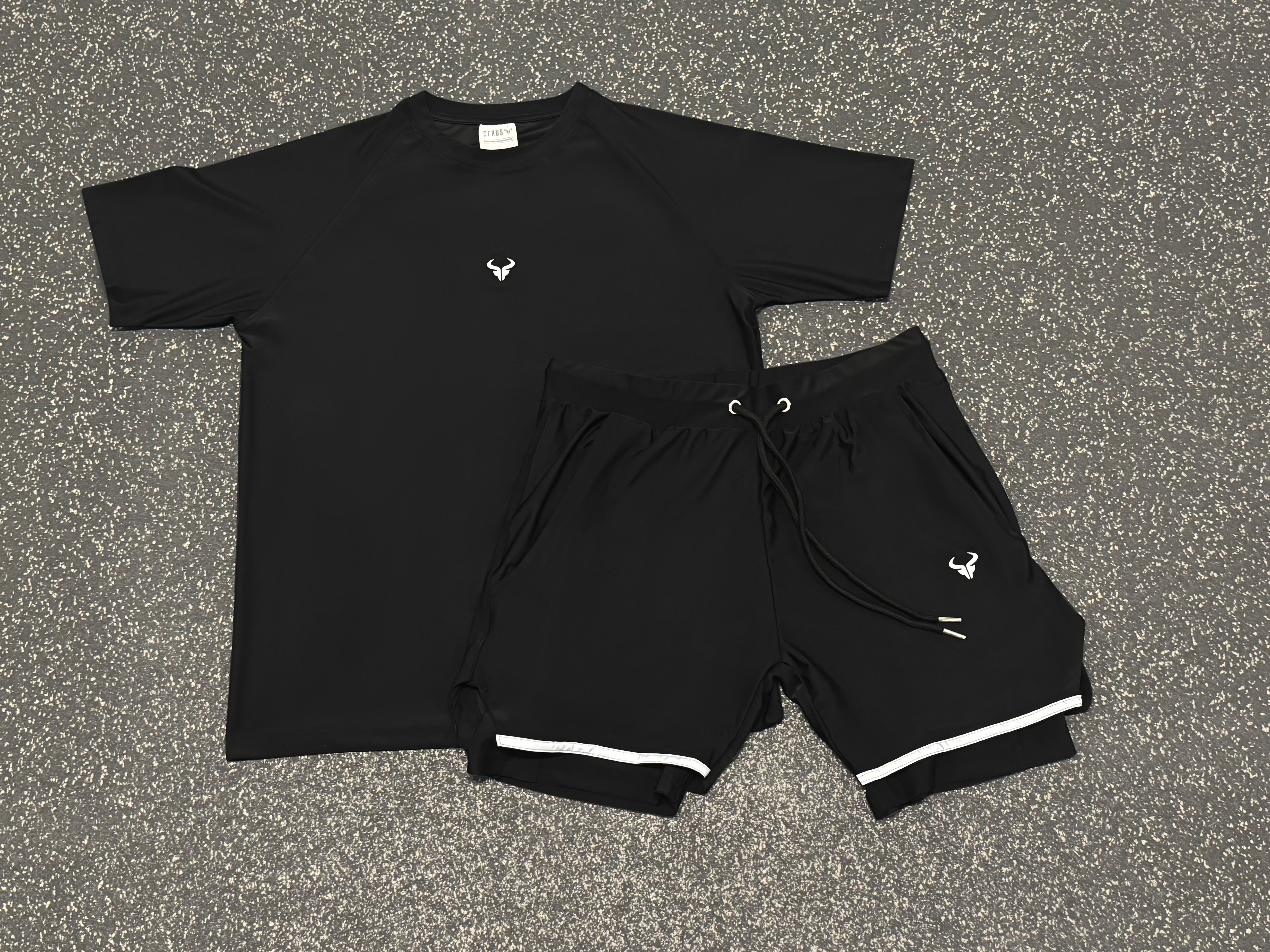 Cerus Black Nexus 2-in-1 Running Shorts with Built-in Liner - Men's Athletic Workout Gym Basketball Shorts for Training, Jogging & Sports Activities