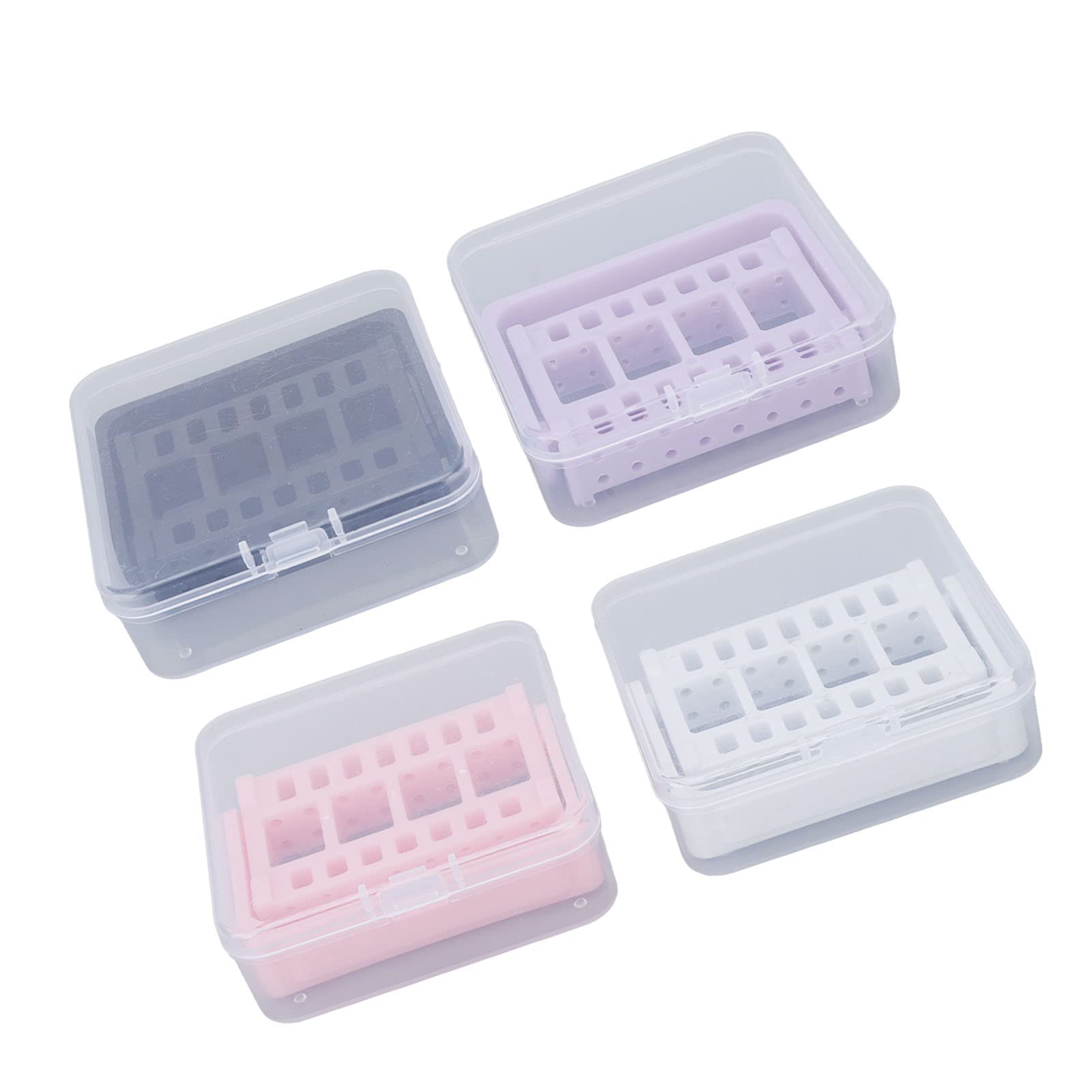 4pcs Nail Drill Bit Holder Stand - Dustproof Nail Drill Bit Organizer Storage Box for Home Salon & Professional Use | Perfect for Nail Art, Manicure, Pedicure & Salon Organization