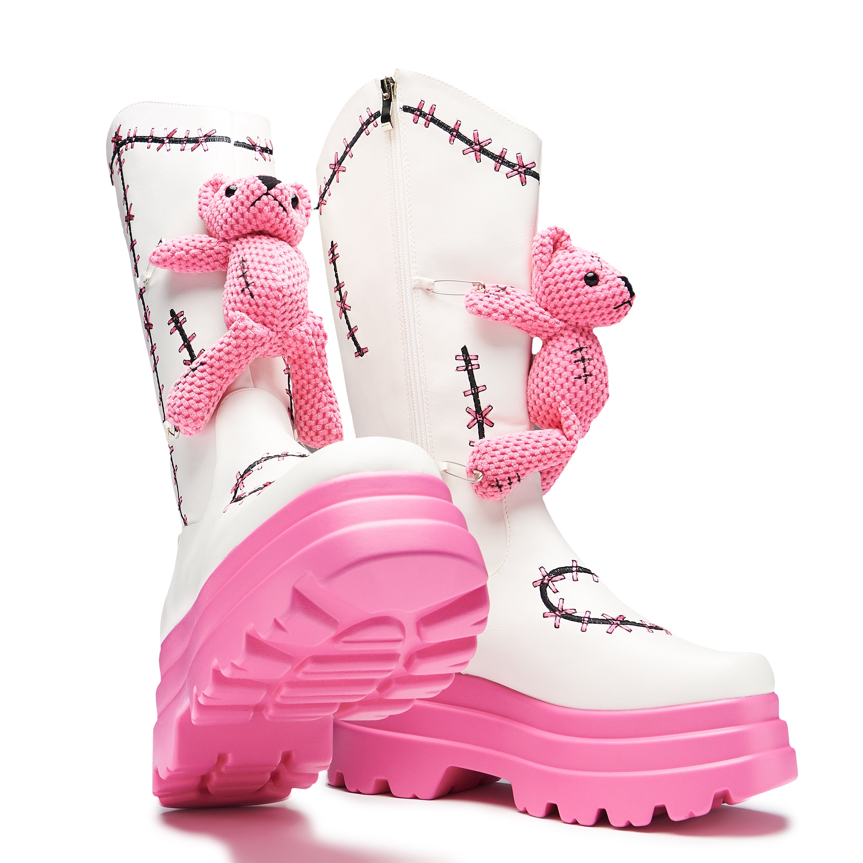 Twisted Teddy Tethers Long Boots for Women - White Winter Snow Boots for Cold Weather, Outdoor Hiking & Casual Fashion