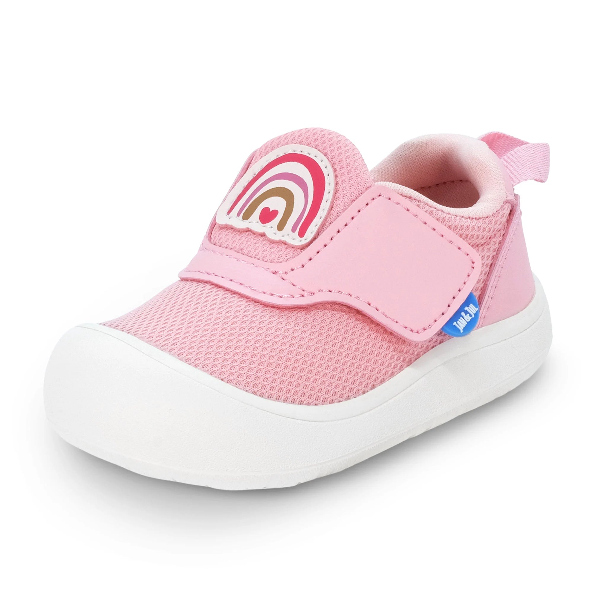 Jan & Jul Pink Rainbow Mini Flyer Toddler Sneakers - Lightweight Baby Walking Shoes for Girls & Boys - Perfect for Playground, Park & Everyday Adventures