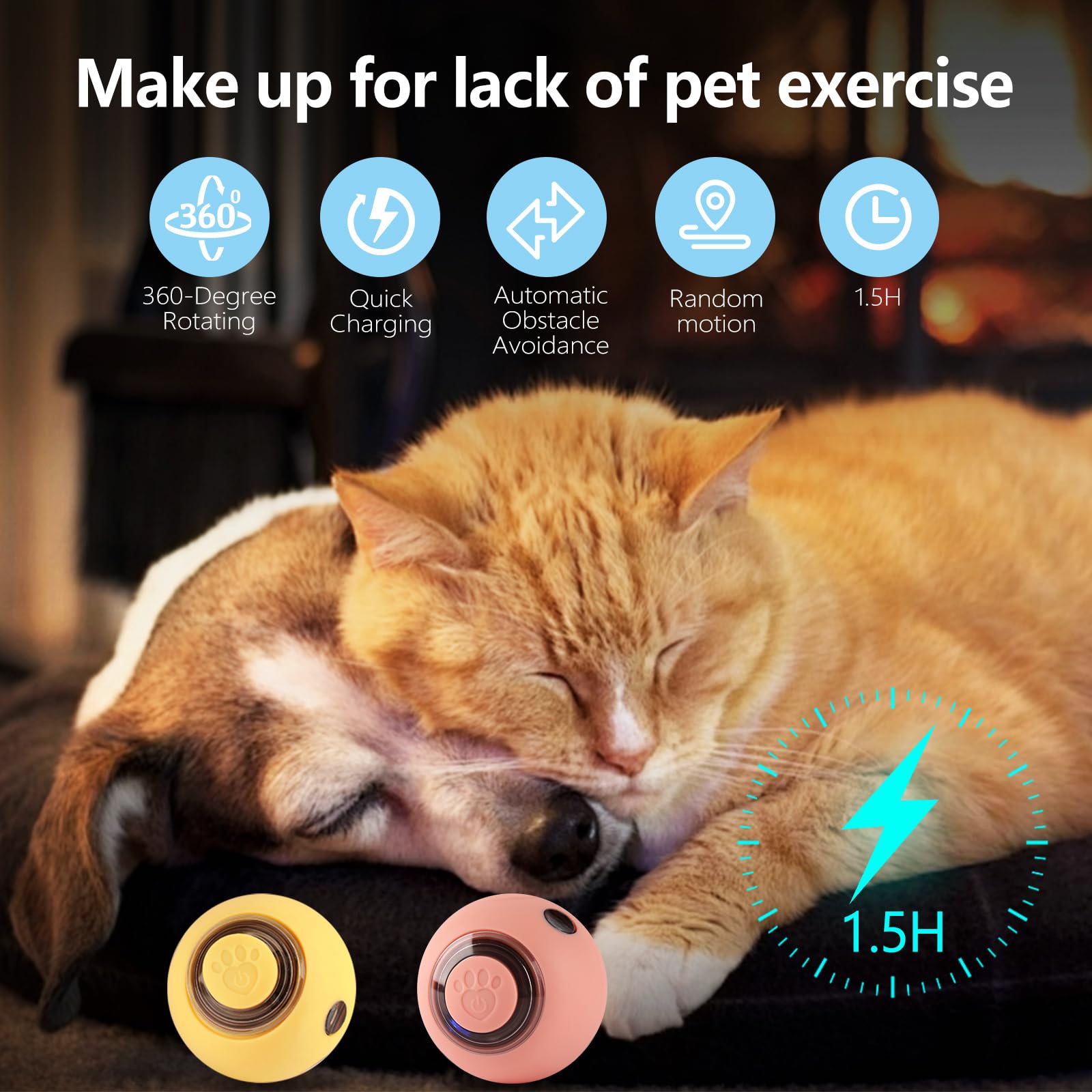 Smart Interactive Cat Toy Ball - Self Rotating USB Rechargeable Kitten Toy with LED Lights, Automatic Moving Pet Ball for Indoor Cats (Blue) - Perfect for Playtime, Exercise & Boredom Relief