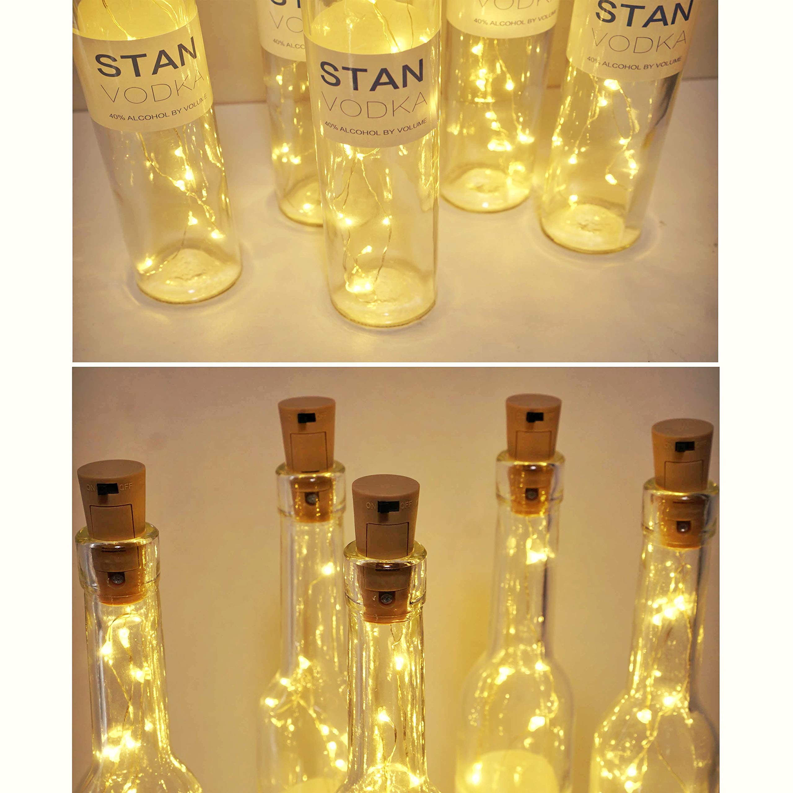 12 Pack 20 LED Wine Bottle Cork Lights - Battery Operated Fairy String Lights with Copper Wire for DIY, Christmas, Halloween, Wedding & Party Decor - Indoor Outdoor Starry Lights (Warm White) - Perfect for Table Centerpieces, Backyard Lighting & Holiday Ambiance