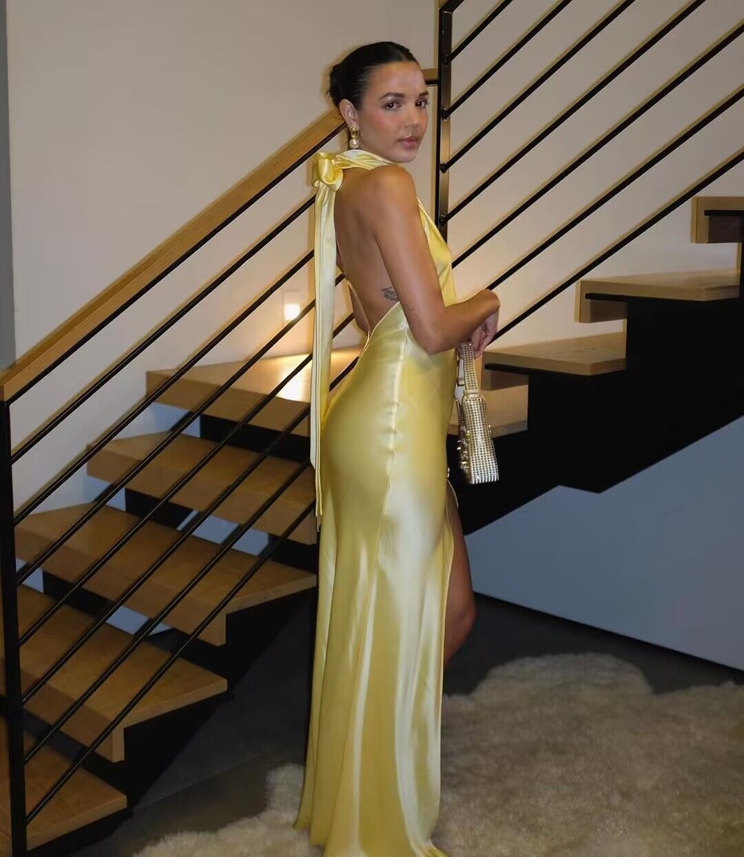 Elegant Yellow Mermaid Prom Dress with Halter Neckline - J2887 for Homecoming, Formal Dances & Special Occasions