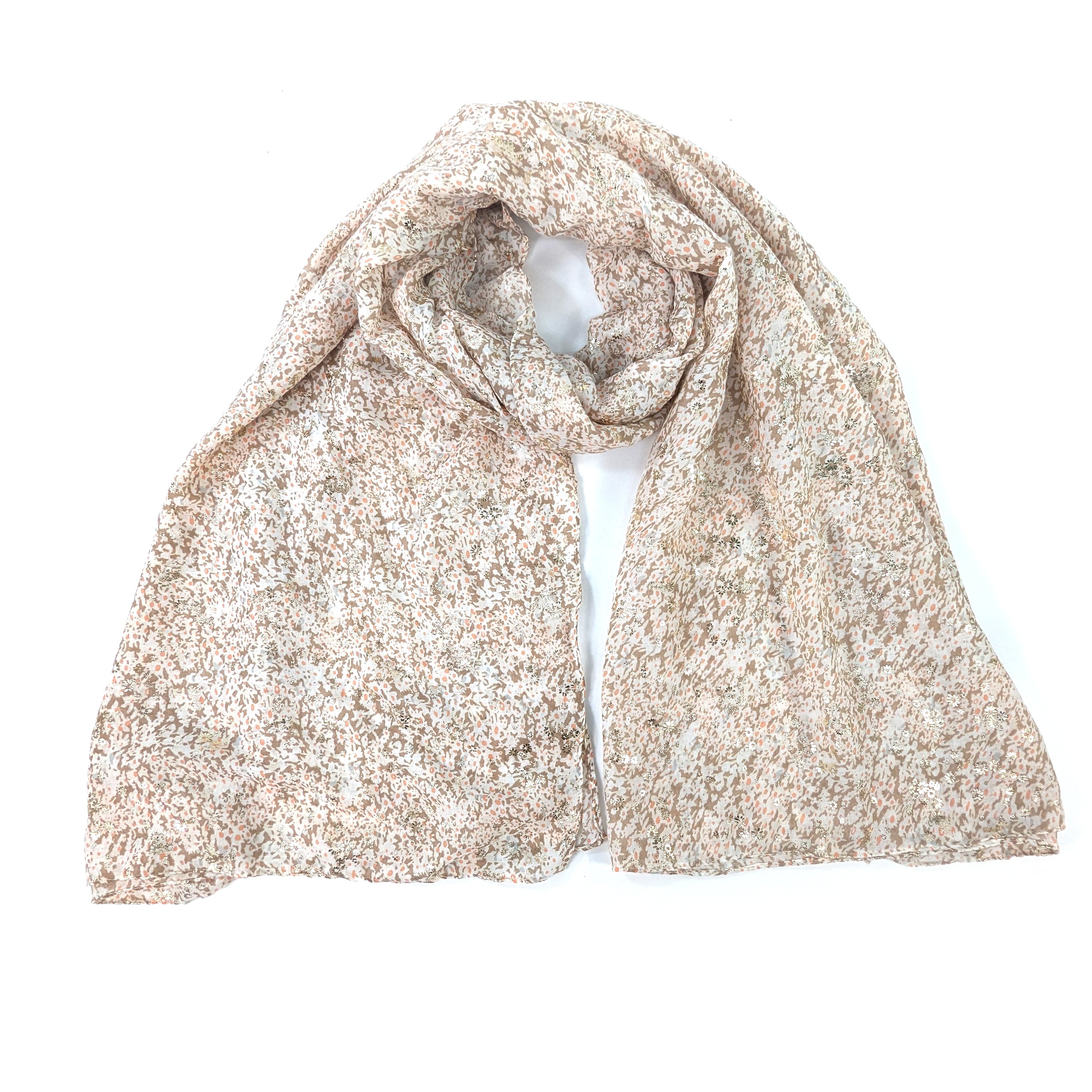 Daisy Sparkle Scarf - Soft Hazelnut Cream Womens Fashion Accessory (42x180cm) for Fall Winter Outfits & Special Occasions