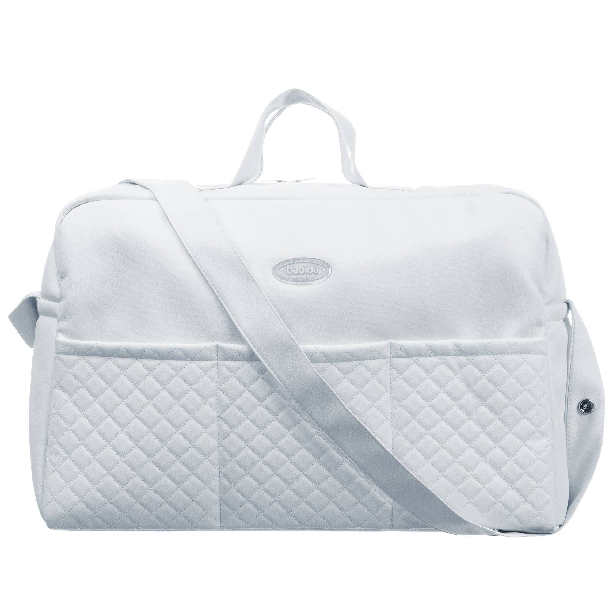 Large Blue Quilted Diaper Bag for Moms - Waterproof Baby Changing Tote with Multiple Pockets - Perfect for Travel, Daycare & On-the-Go Parenting Essentials