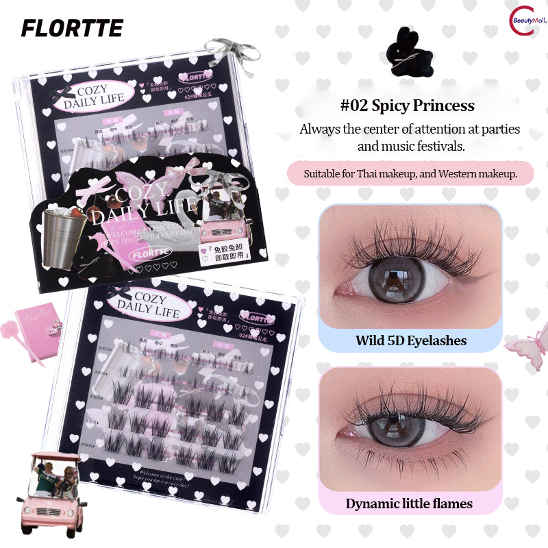 FLORTTE Debutante Diary Series Glue-Free False Eyelashes Natural Look 3D Volume Lashes for Daily Wear & Special Occasions