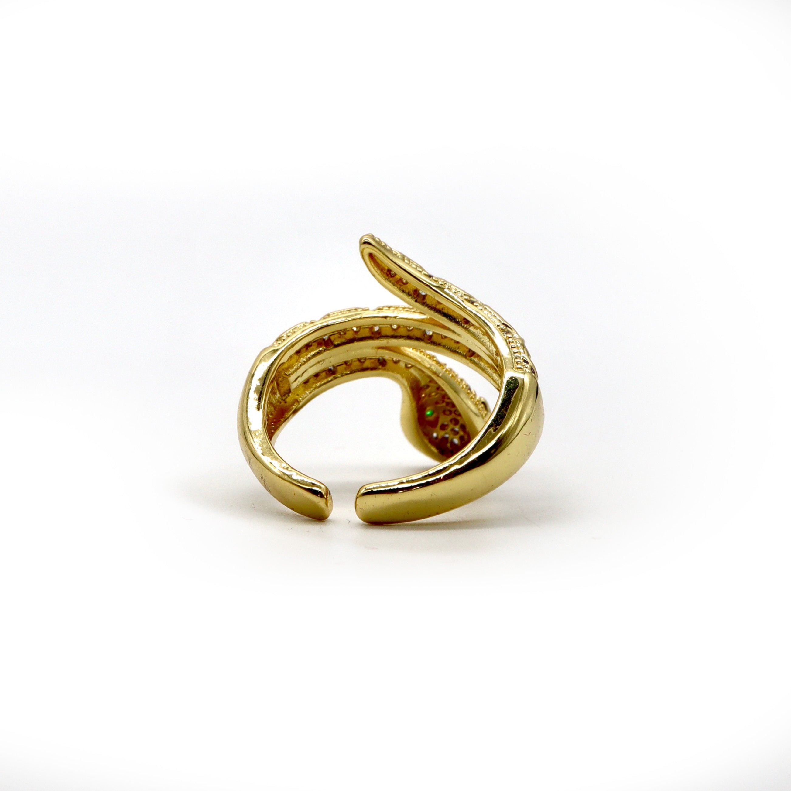 ROMALI 18K Gold Plated Snake Ring with Cubic Zirconia - Elegant Fashion Jewelry for Women - Perfect for Parties, Date Nights & Special Occasions