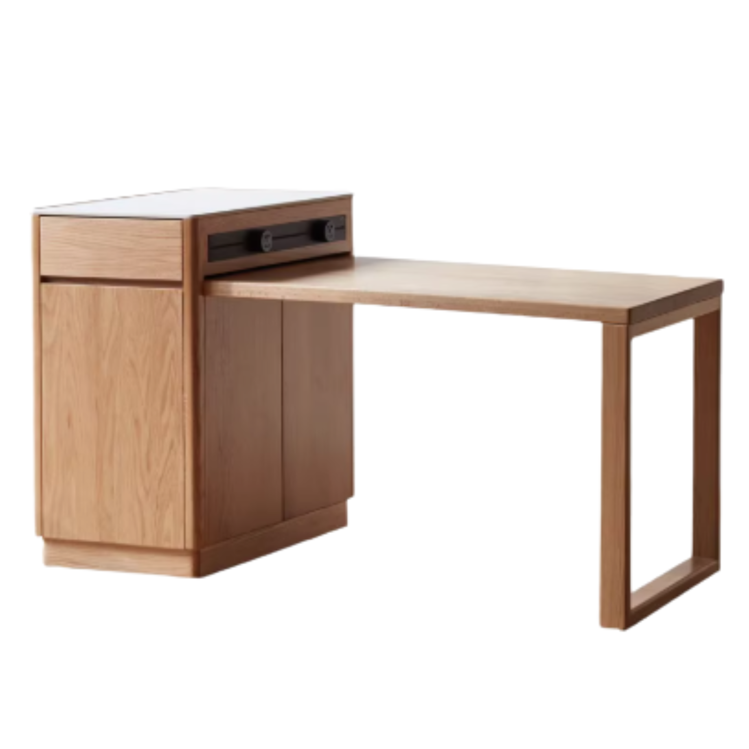 Solid Oak Wood Extendable Dining Table for Kitchen Island - Expandable Farmhouse Style Table for Dining Room, Breakfast Nook & Small Spaces