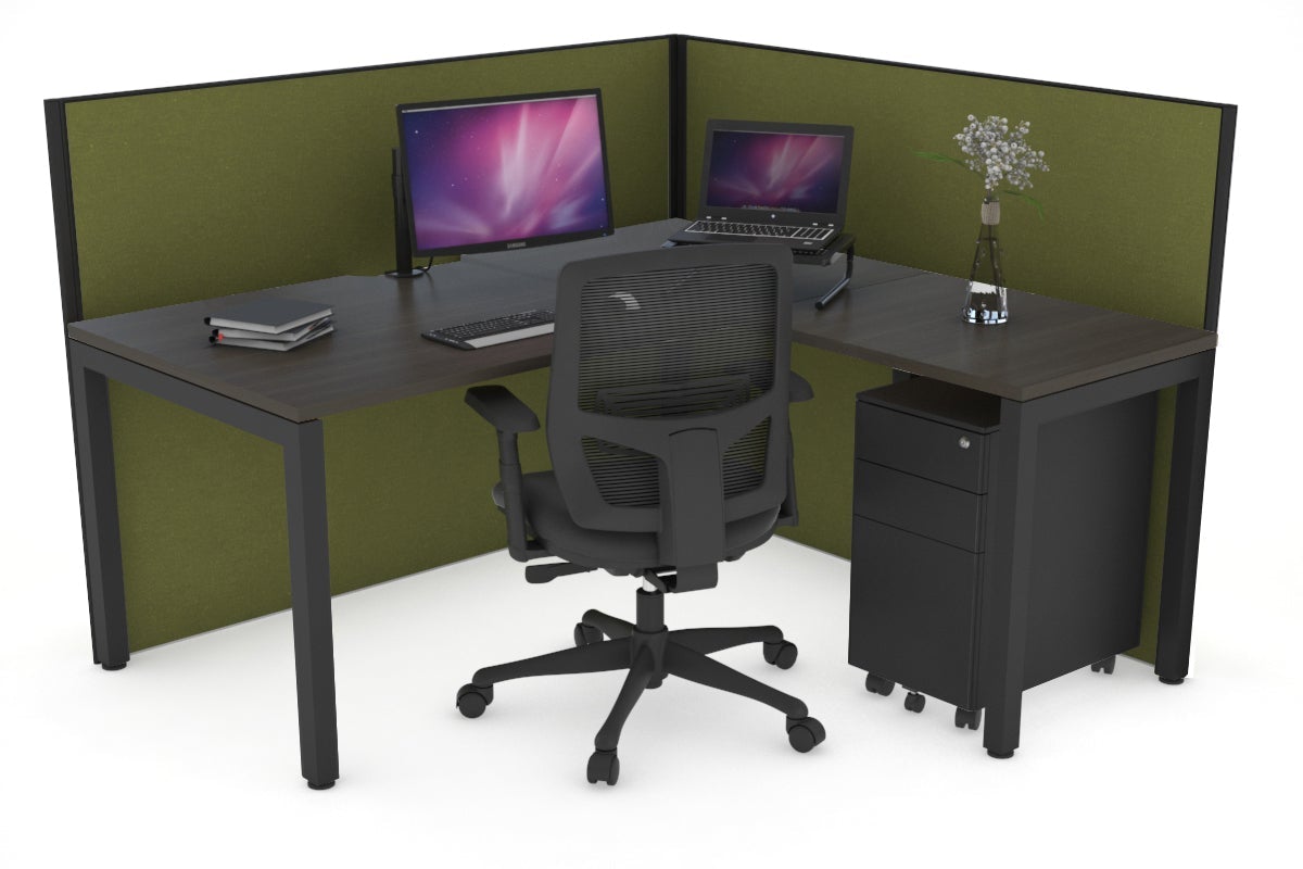 Horizon Quadro Square Legs L-Shaped Corner Office Desk - 1400L x 1800W with Cable Management | Modern Home Office Furniture for Small Spaces & Workstations