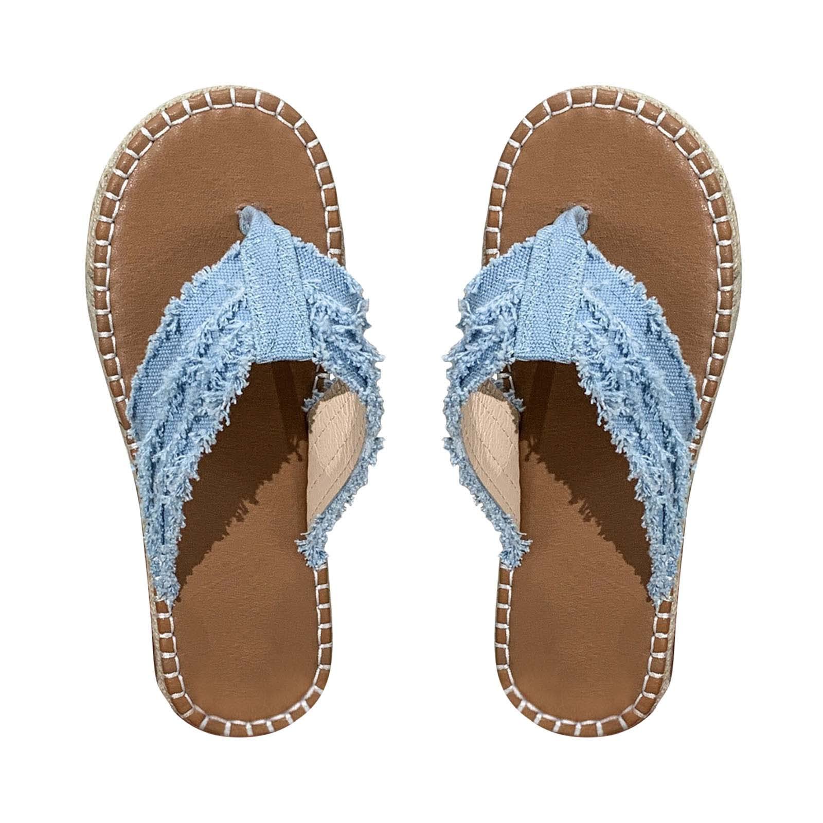 Women's Casual Flat Straw Sandals - Summer Beach Shoes Retro Style Comfortable Slippers - Large Size Available - Perfect for Beach Vacations, Poolside Lounging & Summer Outfits