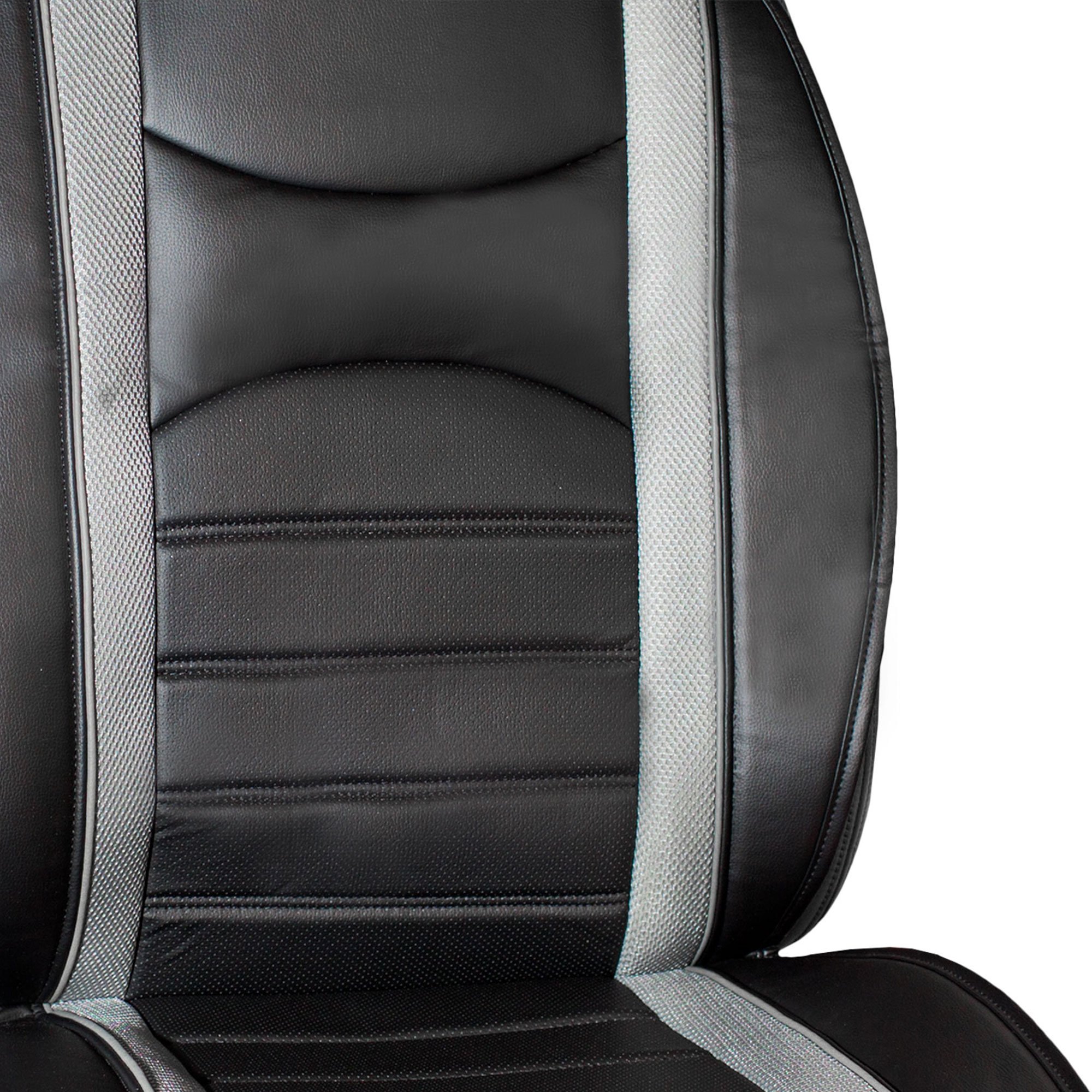 TLH NeoBlend Leatherette Seat Cushions - Universal Fit for Cars, Trucks & SUVs - Gray Black Color - Premium Comfort for Commuting, Road Trips & Long Drives