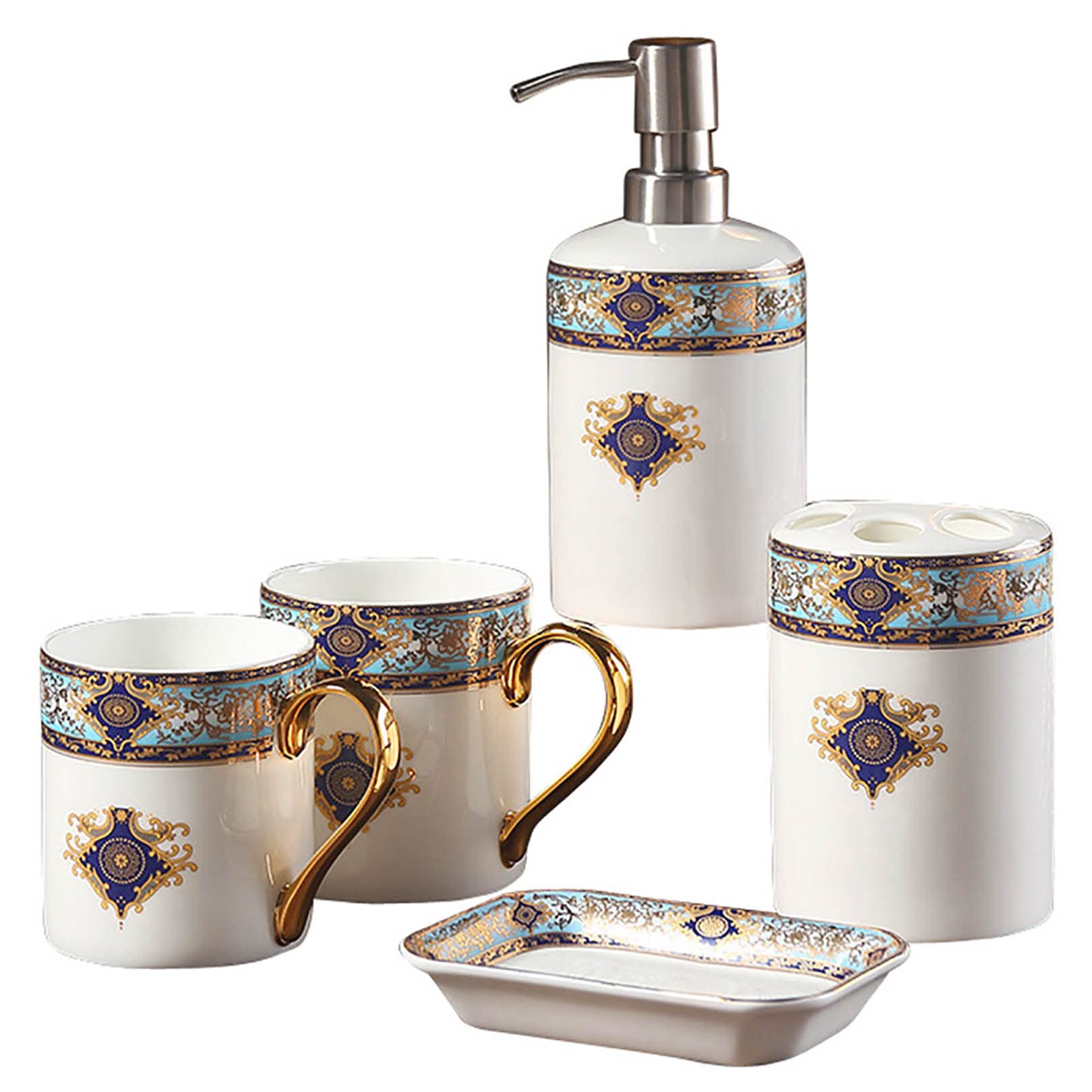 ZHINTE 5-Piece Bathroom Gift Set | Premium Bathroom Accessories | Durable Vanity Decor | Countertop Organizer | Perfect for Housewarming, Bridal Shower & Bathroom Makeover