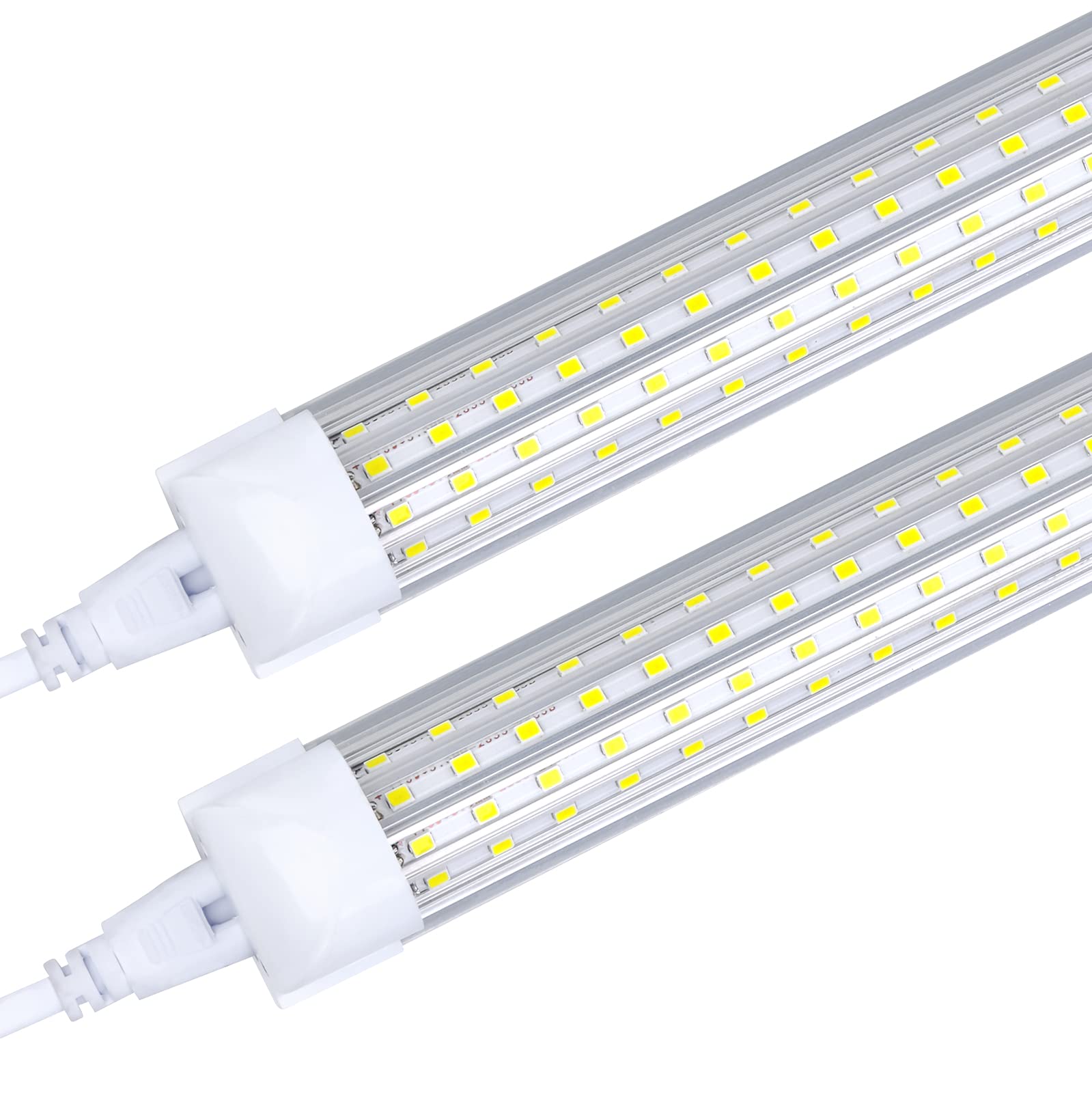 (6-Pack) 8FT LED Shop Lights - 144W 14500LM 5000K Daylight White U-Shape Clear Cover - High Output Linkable T8 LED Tube Lights for Garage, Warehouse & Workshop - Easy Plug-in Installation