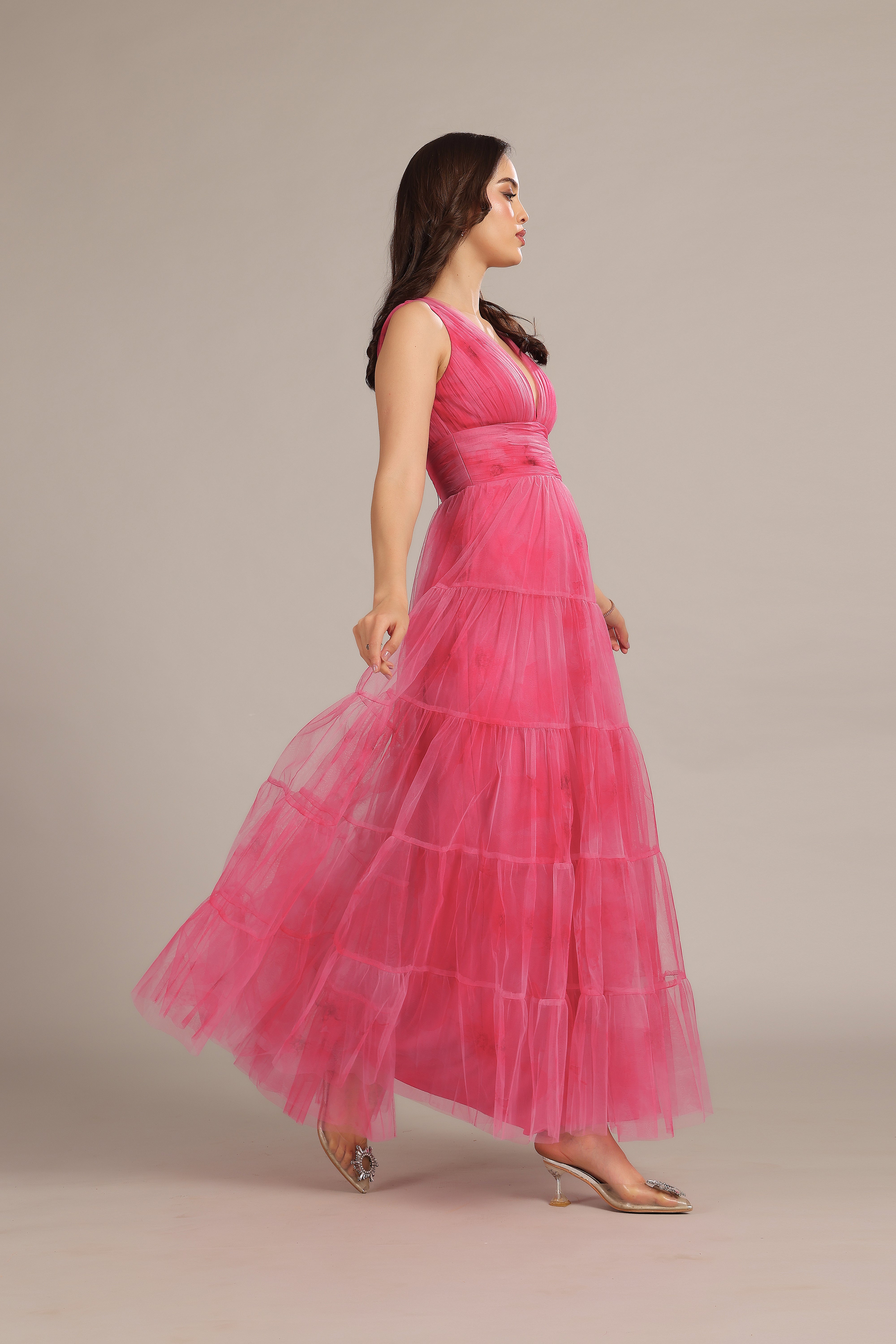 Candace Maxi Dress - Floral Print, Bright Pink, Women's Summer Dress for Beach, Vacation & Casual Wear