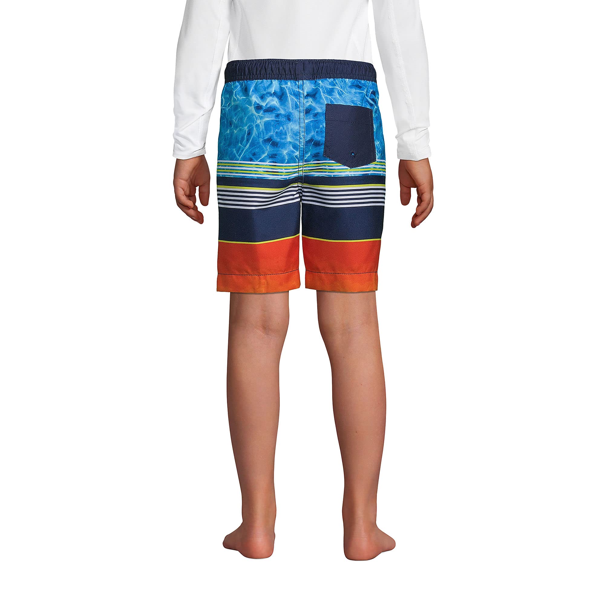 Lands' End Boys Husky Print Swim Trunks - Quick-Dry UPF 50+ Swim Shorts for Kids, Beach & Pool Swimming, Summer Water Activities