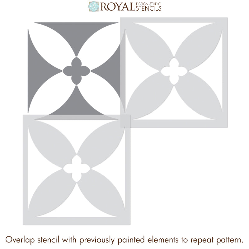 Primrose Tile Stencil - Reusable DIY Wall & Floor Stenciling Kit for Home Decor, Bathroom, Kitchen Backsplash - Floral Pattern Painting Template for Crafts & DIY Projects