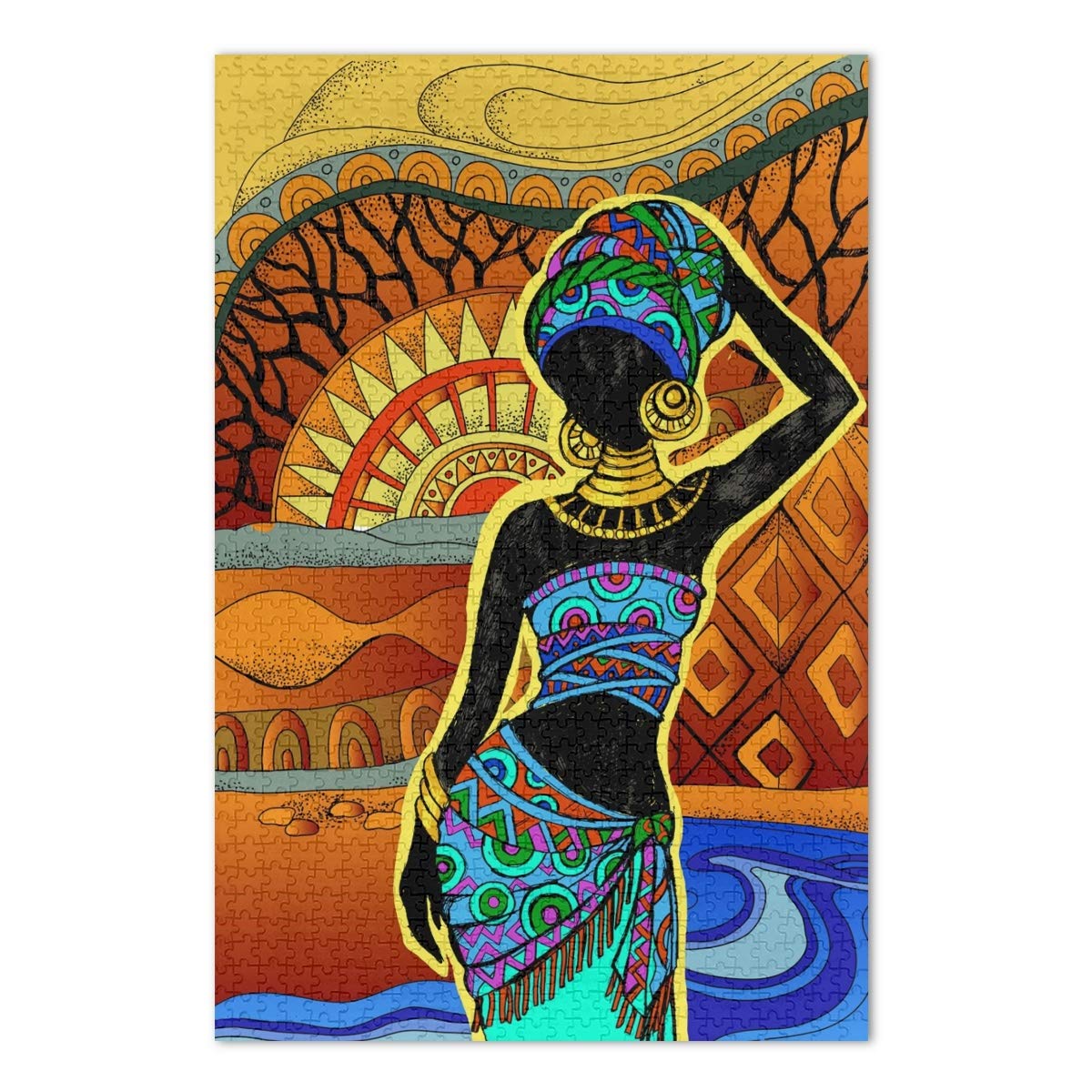 500-Piece Jigsaw Puzzle for Adults - African Woman Landscape Art, Fun Family Game & Educational Learning Toy for Kids, Boys & Girls | Home Decor & Gift Idea for Puzzle Lovers