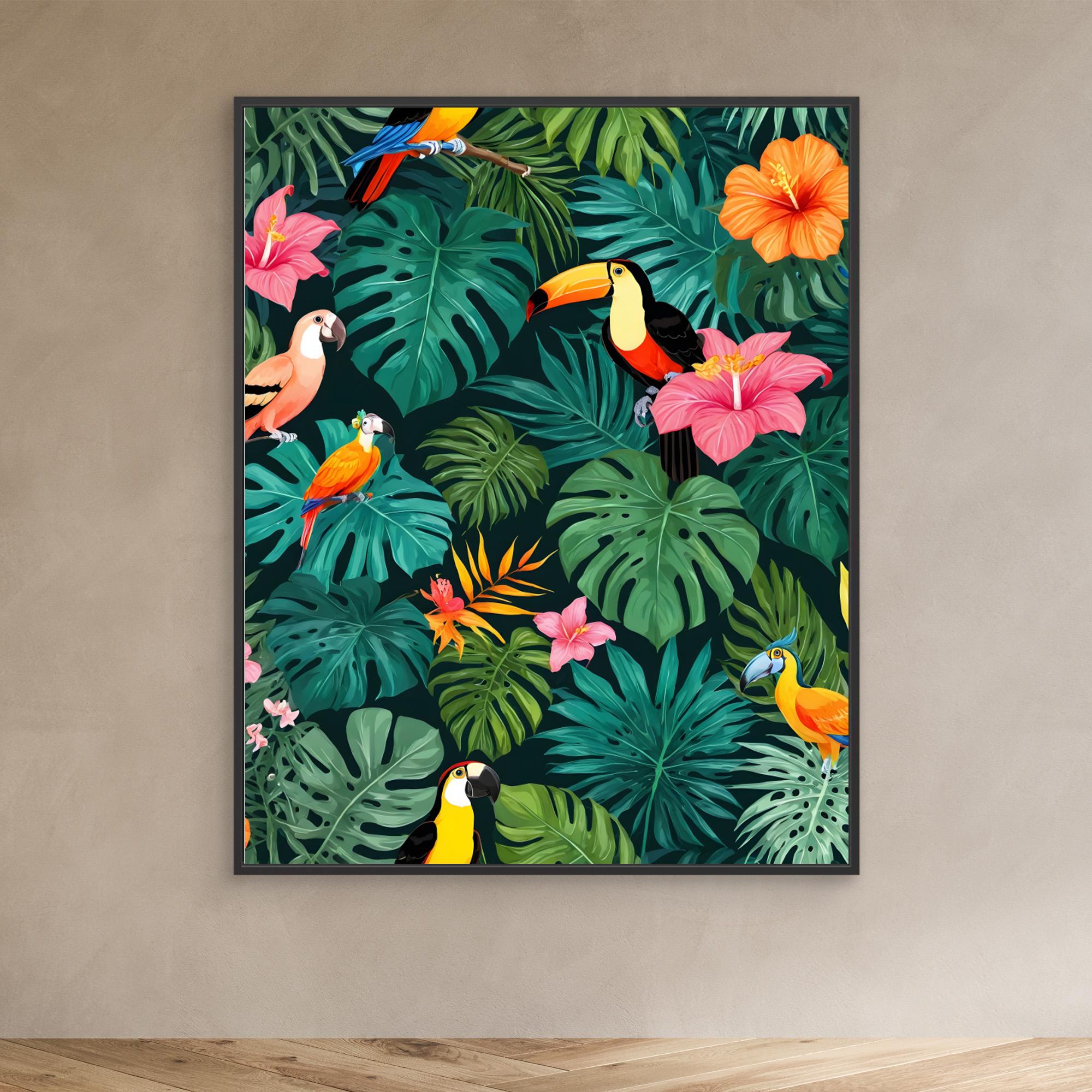 Tropical Paradise Jungle Canvas Print - Vibrant Nature Wall Art by Kintsugi99 - Perfect for Living Room, Bedroom & Office Decor