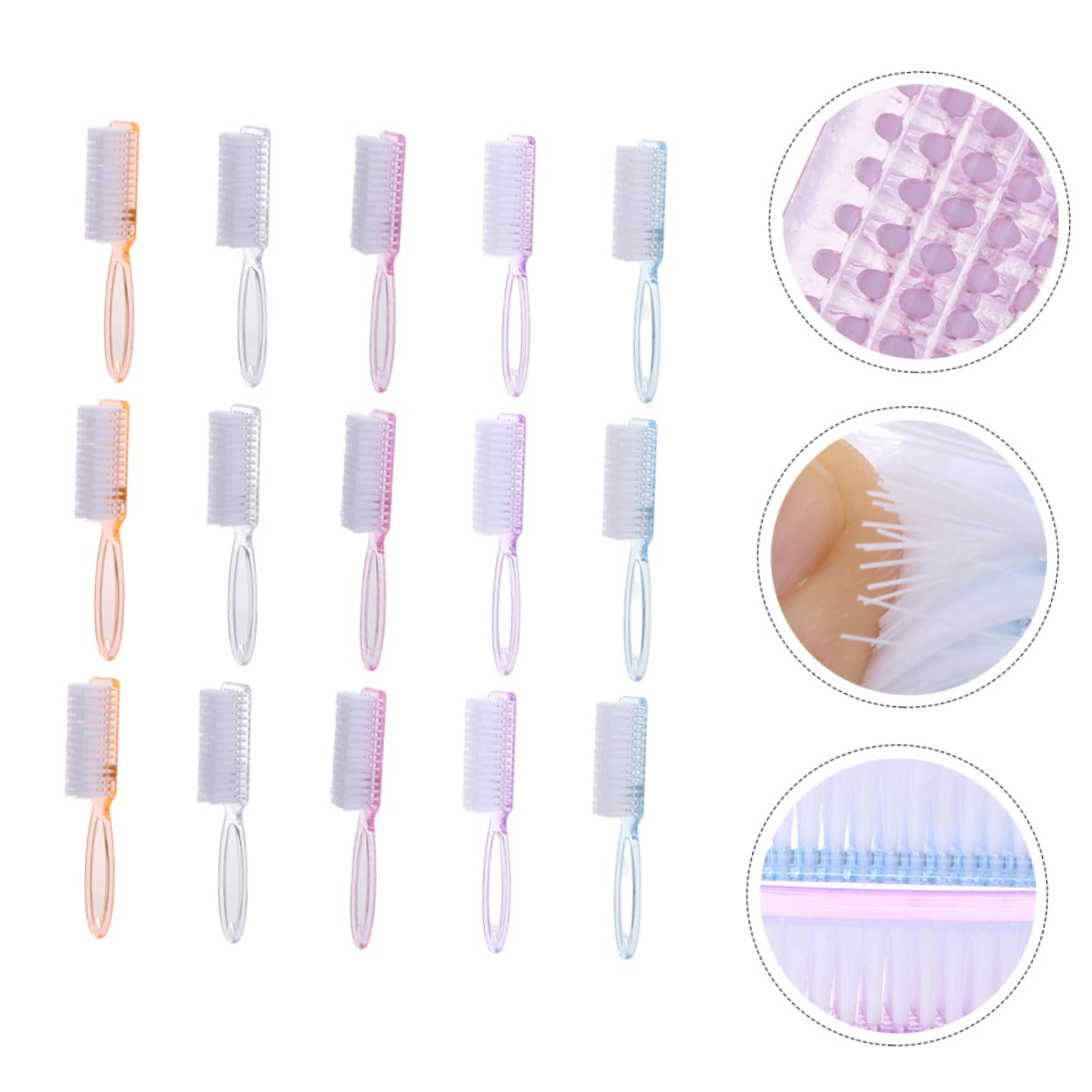 PLAFOPE 15-Piece Nail Brush Set - Professional Nail Cleaner for Salon & Home Manicure, Long Handle PP Nail Art Cleaning Brush for Nail Shops, DIY Nail Care - Perfect for Gel Polish Removal & Cuticle Cleaning