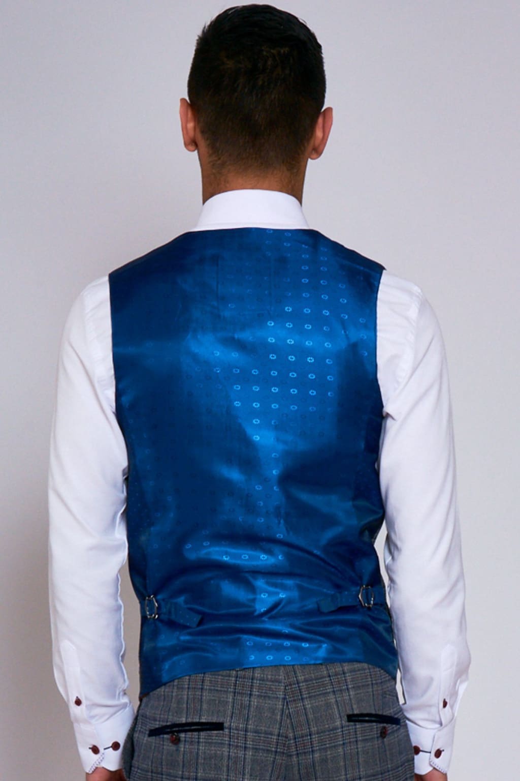 Marc Darcy ENZO Grey Men's Blue Check Tweed Waistcoat Vest | Classic Formal & Casual Wear for Weddings, Office & Special Occasions