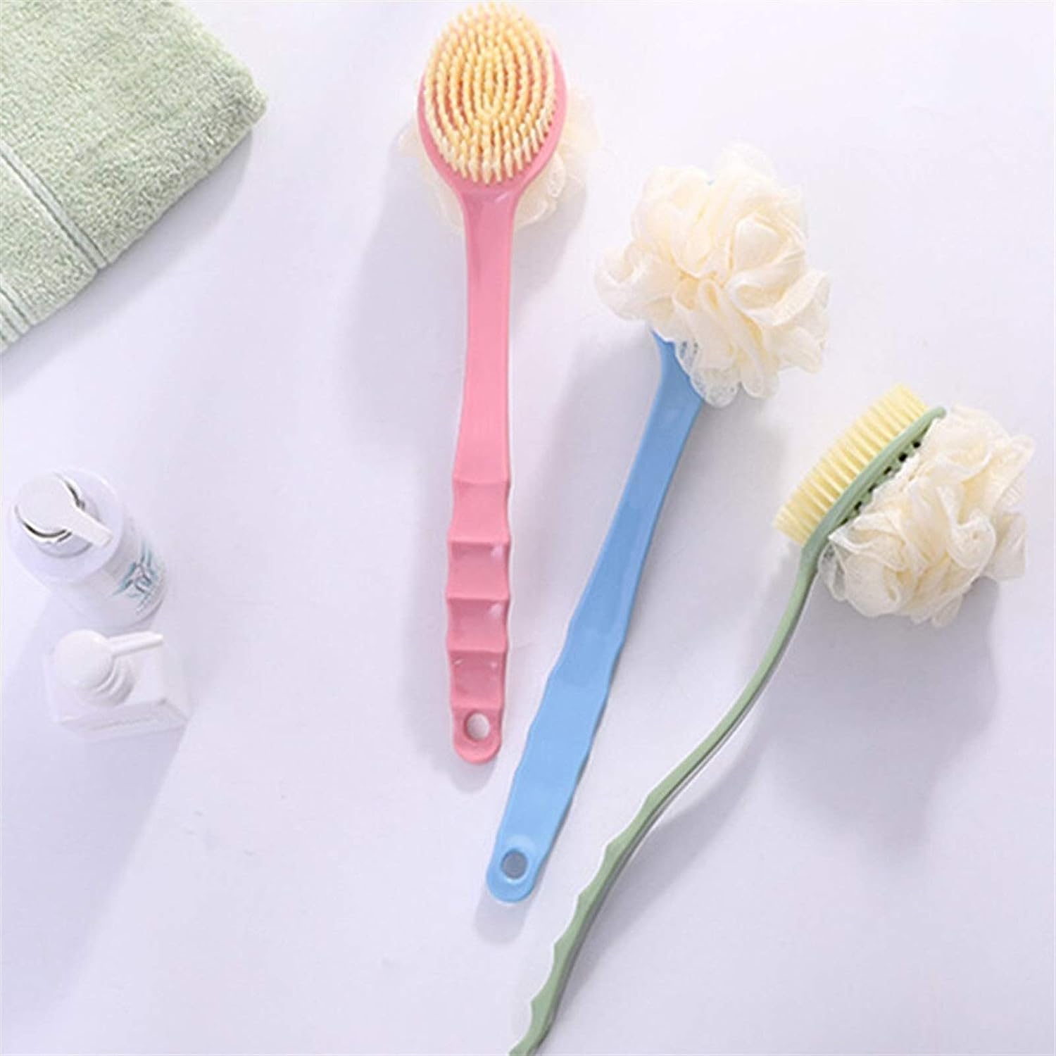 Skyrich Long Handle Shower Brush - Exfoliating Back Scrubber with Soft Bristles for Deep Cleaning | Bath & Body Care Essential for Men & Women | Perfect for Hard-to-Reach Areas & Sensitive Skin