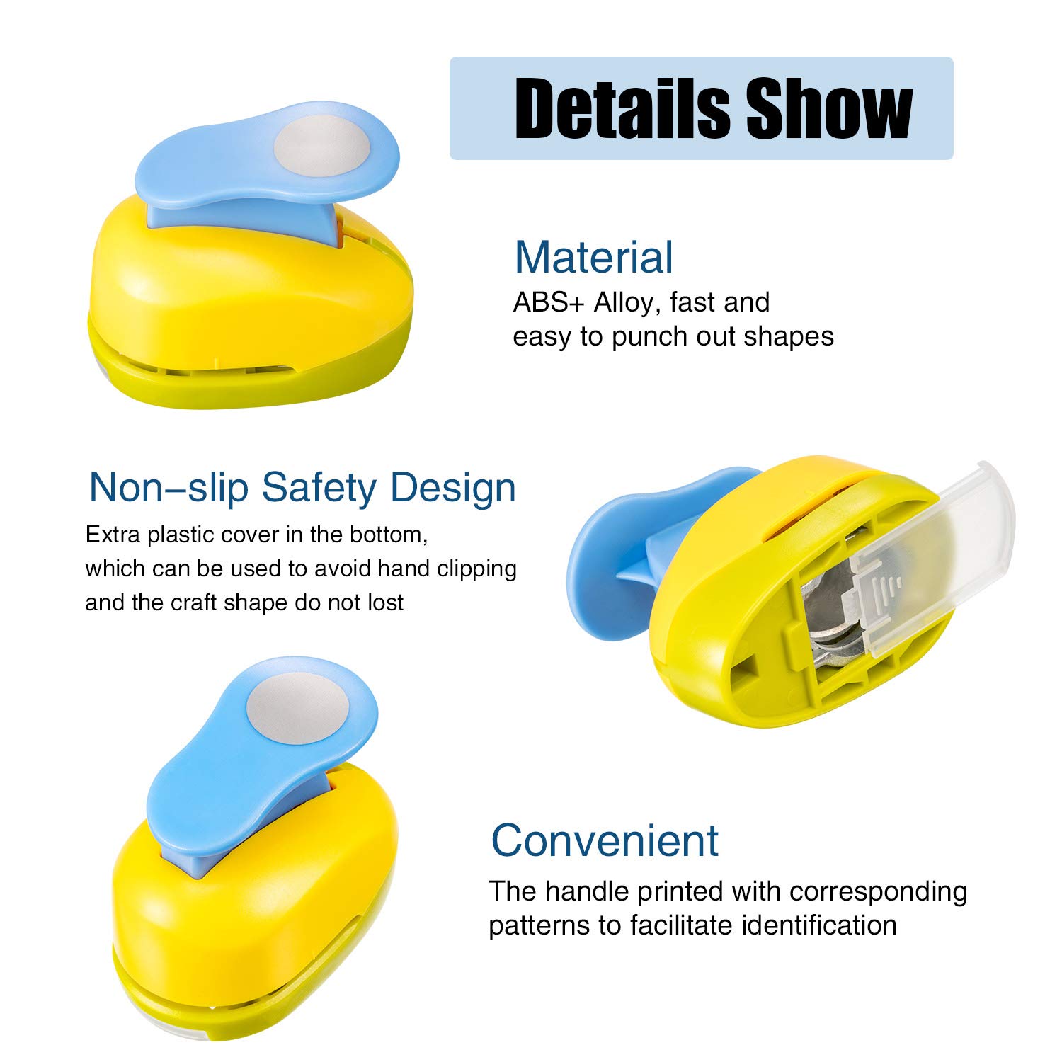 Chengu 3 Pack Circle Hole Punch Set (2, 1, 5/8 Inch) with Sticker Paper - Craft Paper Punchers for Card Making, Scrapbooking, DIY Albums, Photo Projects, Office Supplies & School Art Activities
