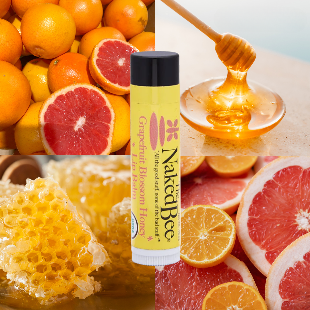 Naked Bee Grapefruit Blossom Honey Lip Balm - Moisturizing & Natural Lip Care for Dry Lips - Perfect for Outdoor Activities, Travel & Daily Hydration