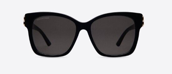 Balenciaga BB0056S 001 Square Full Rim Women's Sunglasses - Black/Grey Aviator Style for Fashion & UV Protection | Perfect for Beach, Driving & Outdoor Activities